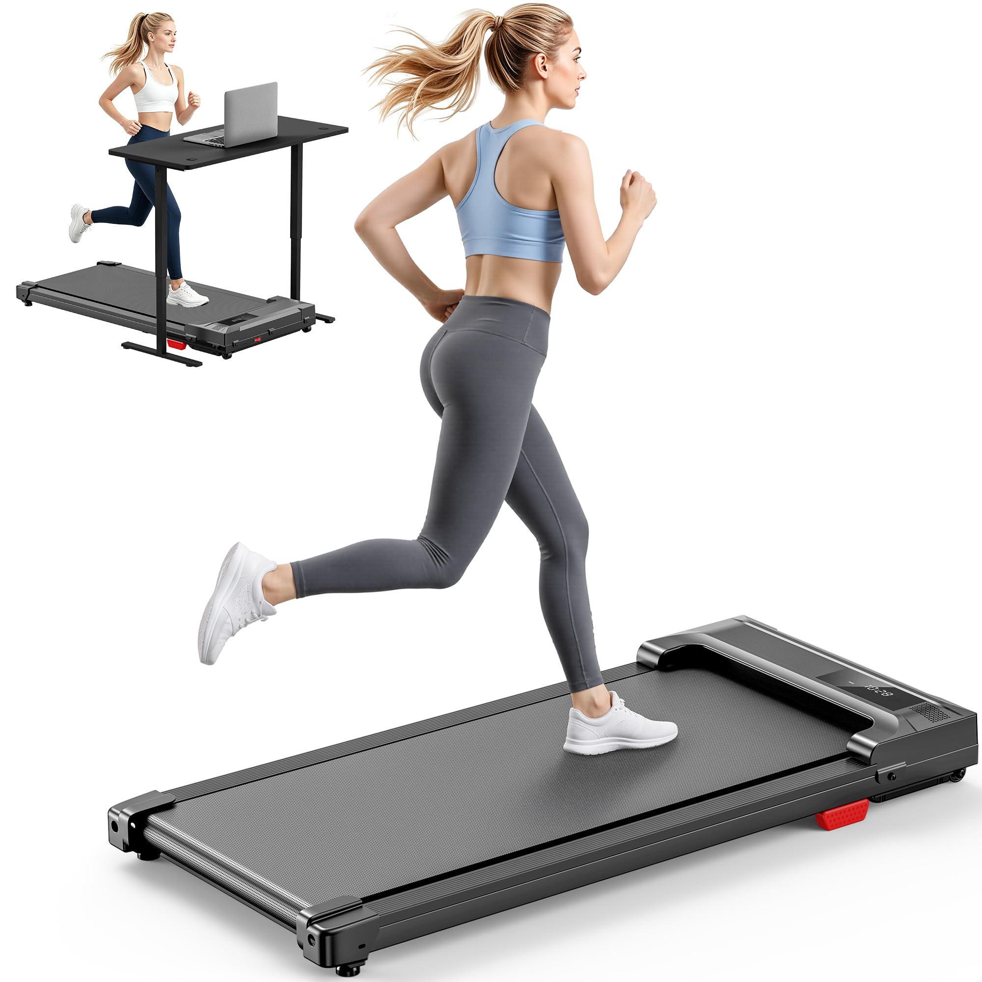 Walking Pad Treadmill for Home - Under Desk Treadmills Mini Portable Slim Compact Running Machine for Office Small Spaces Lightweight with Remote Control Caminadora Eléctrica para Casa
