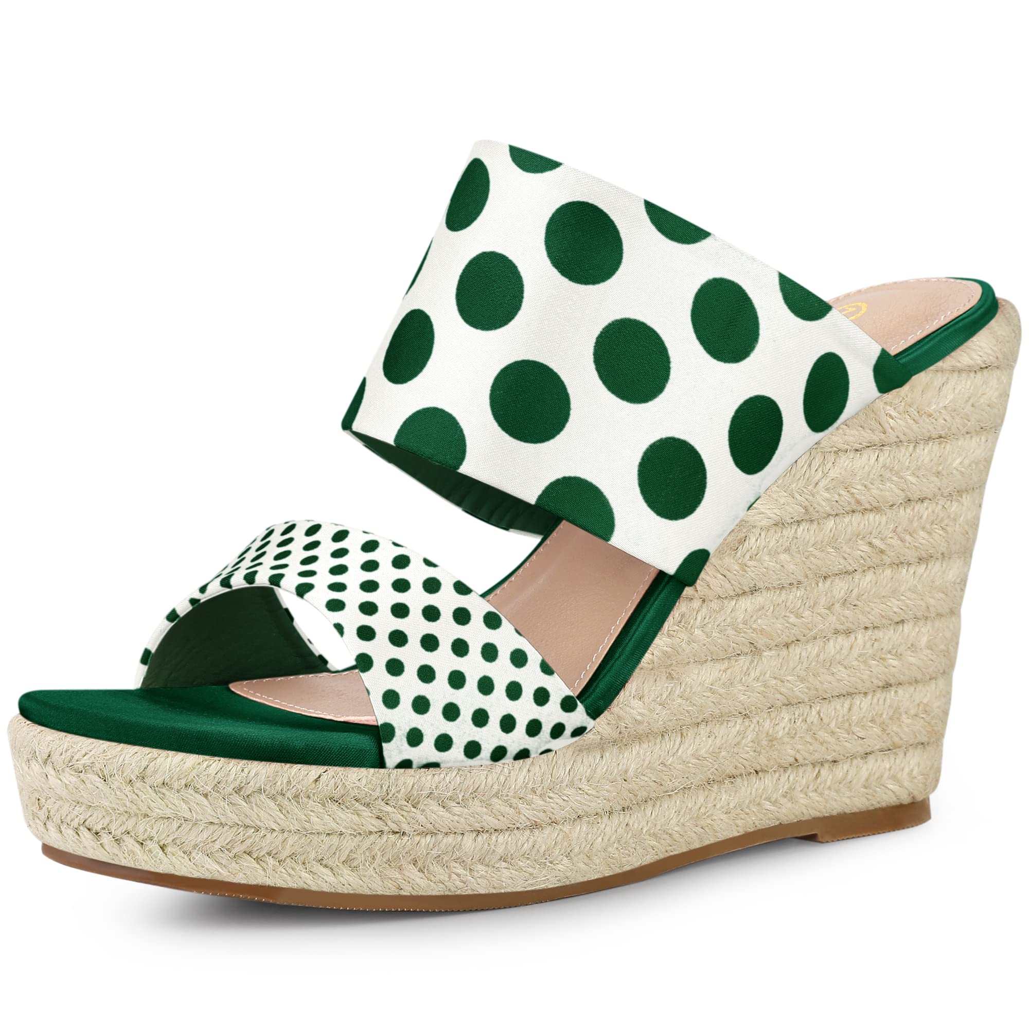 Allegra K Women's Platform Polka Dots Heel Espadrille Wedge Sandals