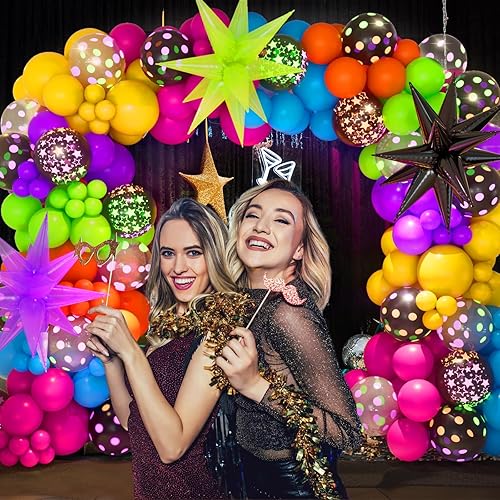 Miniatura 2 de Bonropin Kit de guirnalda de arco de globos de neón de 190 piezas, globos de neón para fiestas brillantes, decoraciones de fiesta de cumpleaños de