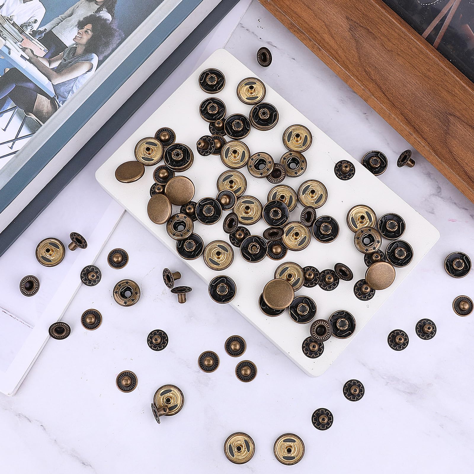 Lot De 50 Boutons Pression En Laiton Et Métal Pour Vêtements, Bracelets, Vestes, Jeans, Accessoires De Décoration (15 Mm