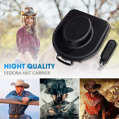 Miniatura 6 de MOSLA Hat Box Travel Fedora Case Universal Size Hat Carrier,Sleek Hat Storage Case Easily Straps to Suitcase or Carried on Shoulders,Travelling Hat