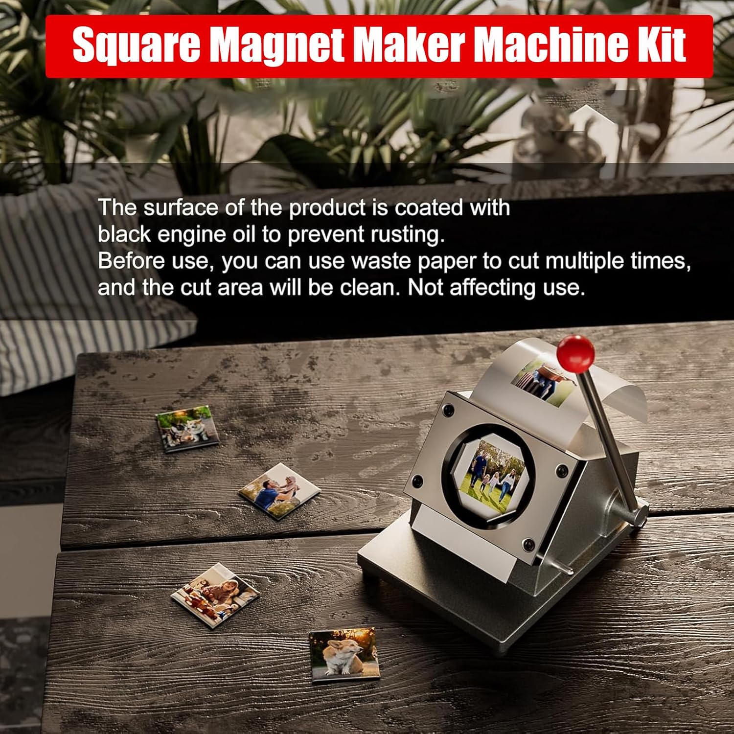 DIY Square Magnet Maker Machine Kit - Create Custom Fridge Magnets with Press, Paper Cutter & 200 Cardboard Sets - Ideal for Crafts & Gifts