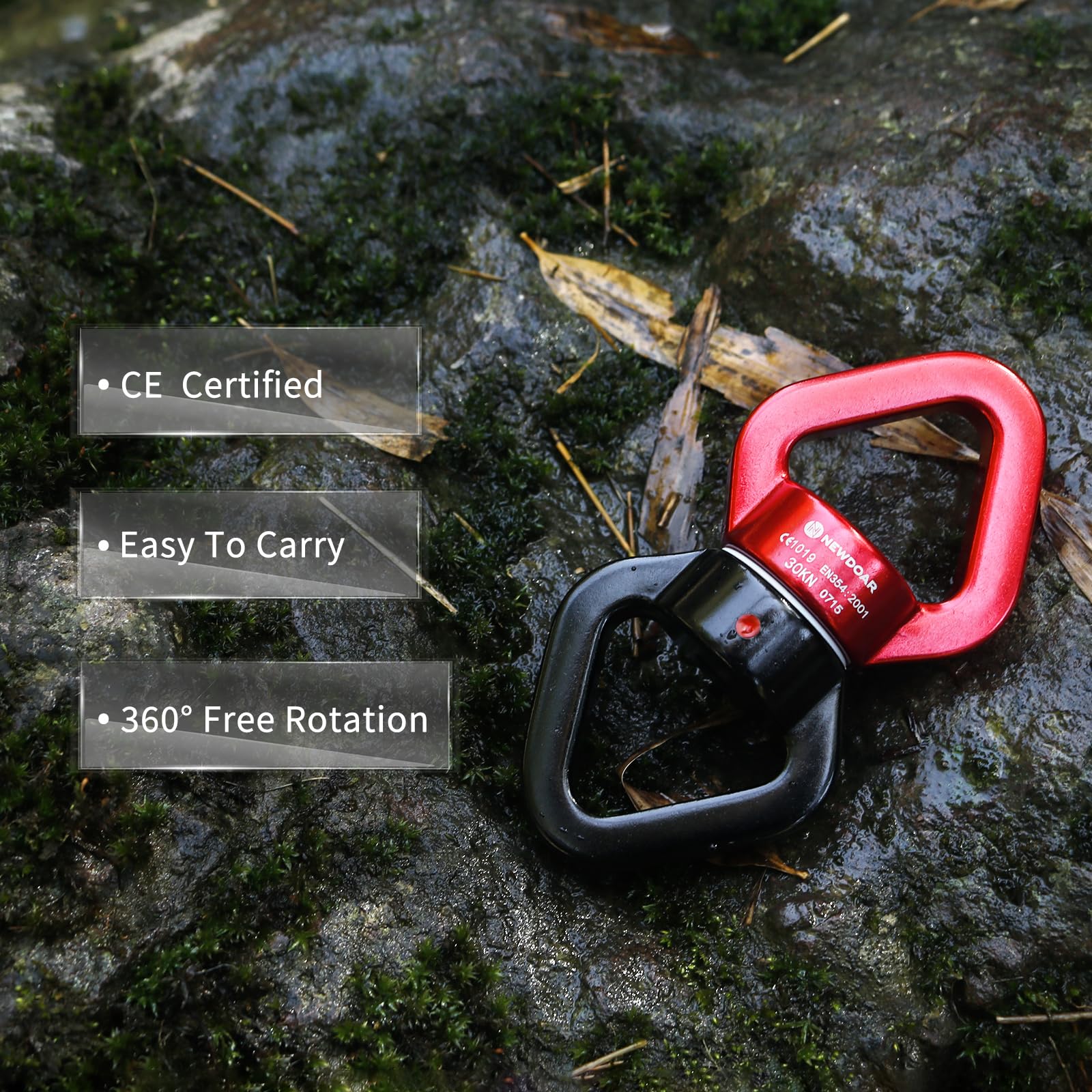 NewDoar Swing Swivel, Dispositivo Girevole Micro Rotatore Certificato CE 30KN per Altalena Danza Aerea/Yoga/Altalena/Amaca Sospesa/Arboricoltore di Arrampicata su Roccia