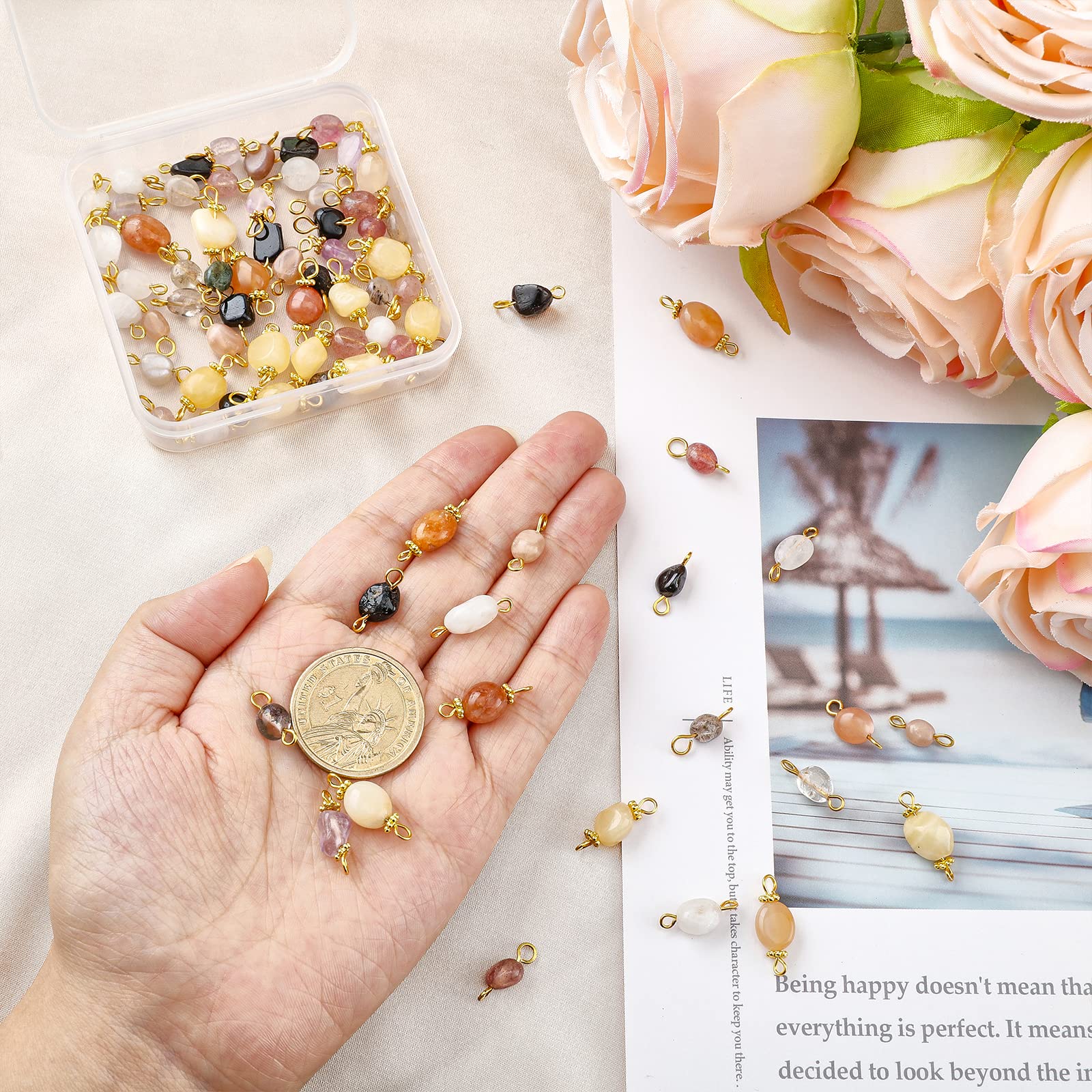 SUPERFINDINGS 80 pezzi 8 stili di cristallo Anhnger Connettore Anhnger Charm con tono dorato per collane