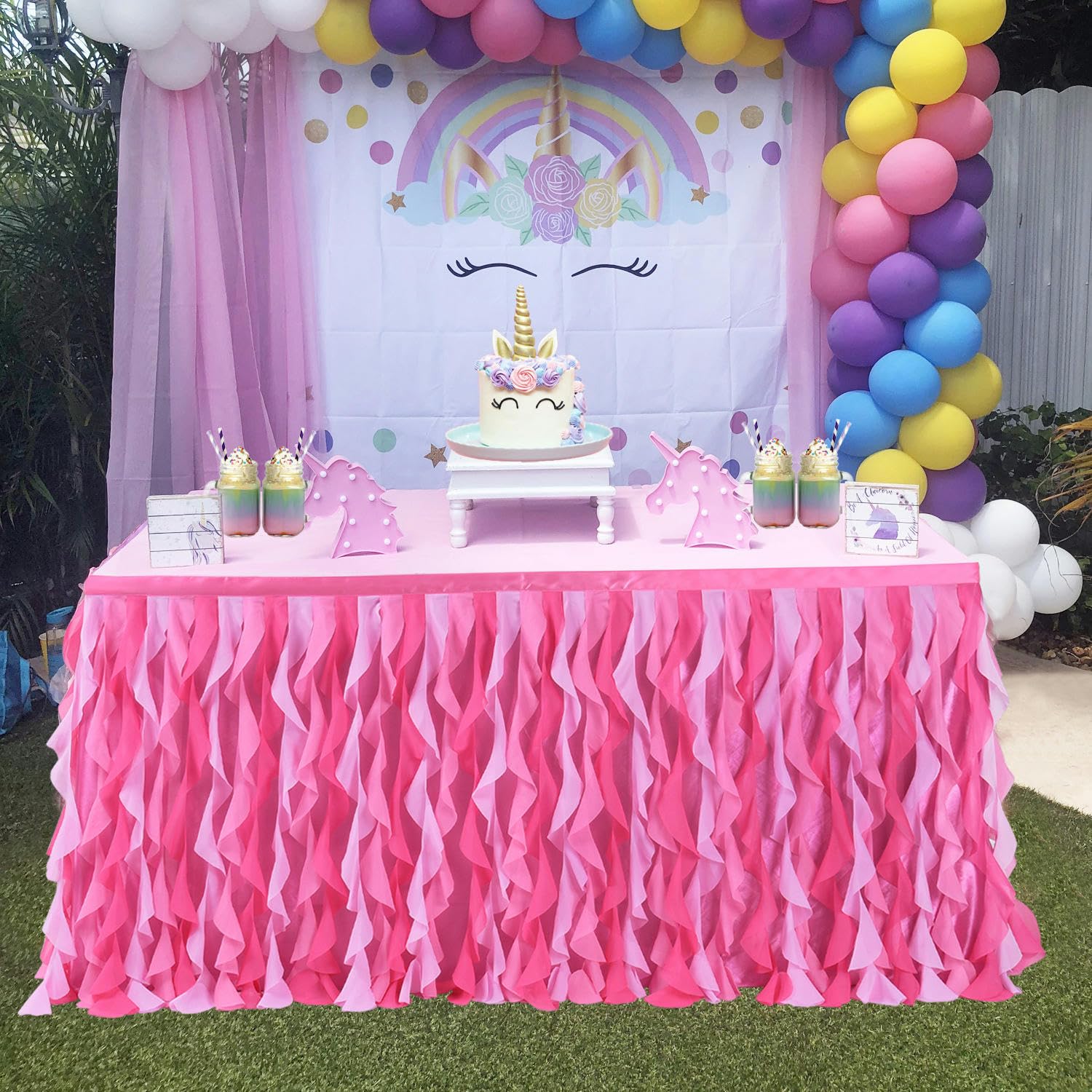 4/6/9FT * 77 cm spódnica stołowa siatka puszysta tutu tiulowa spódnica stołowa szyfonowa spódnica stołowa ślub na baby shower falbana plisowana spódnica na stół