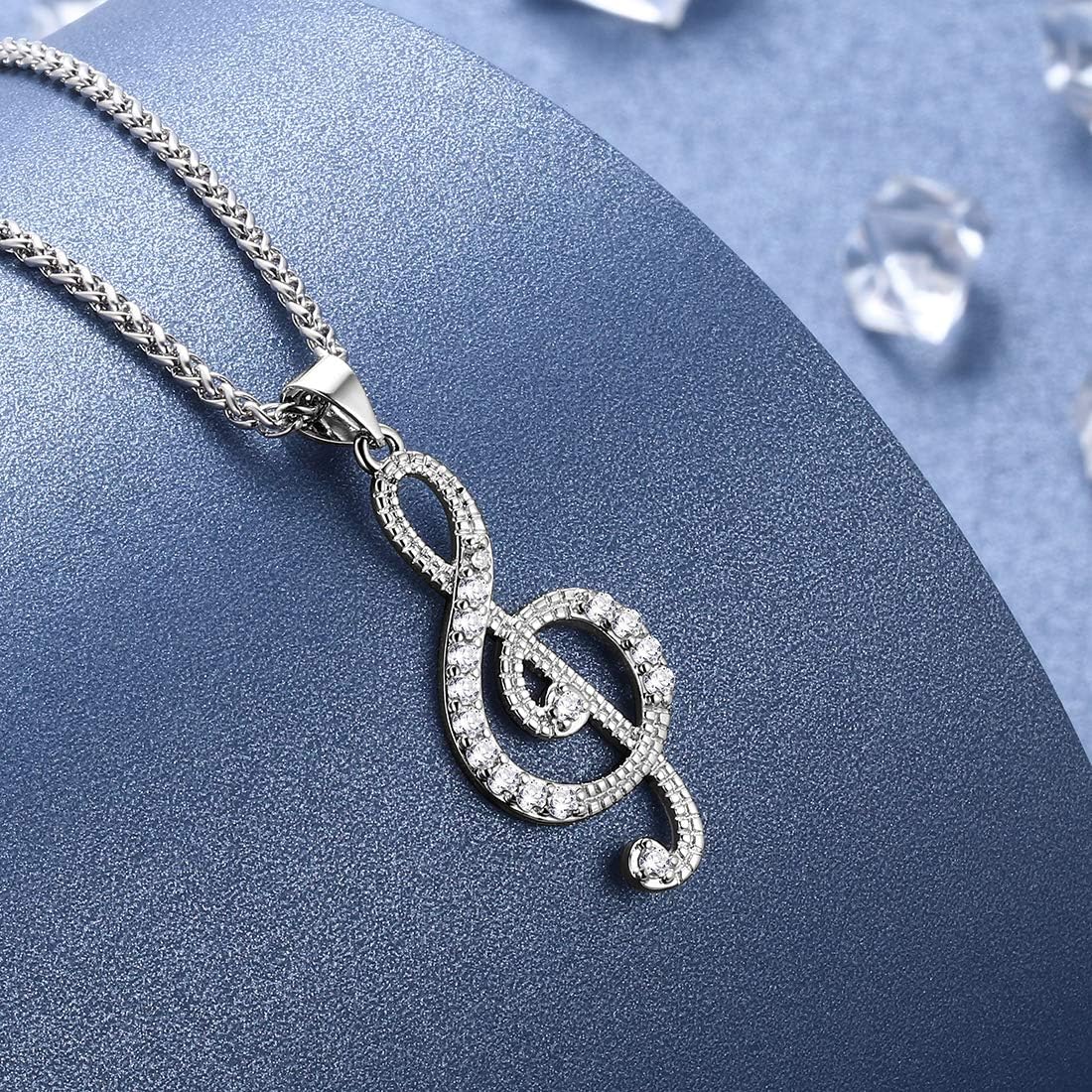 beautlace Women's Musical Note Necklace Silver/18K Gold Black Gun Plated Treble Clef Music Note Jewelry Gifts for Music Lover - Image 3