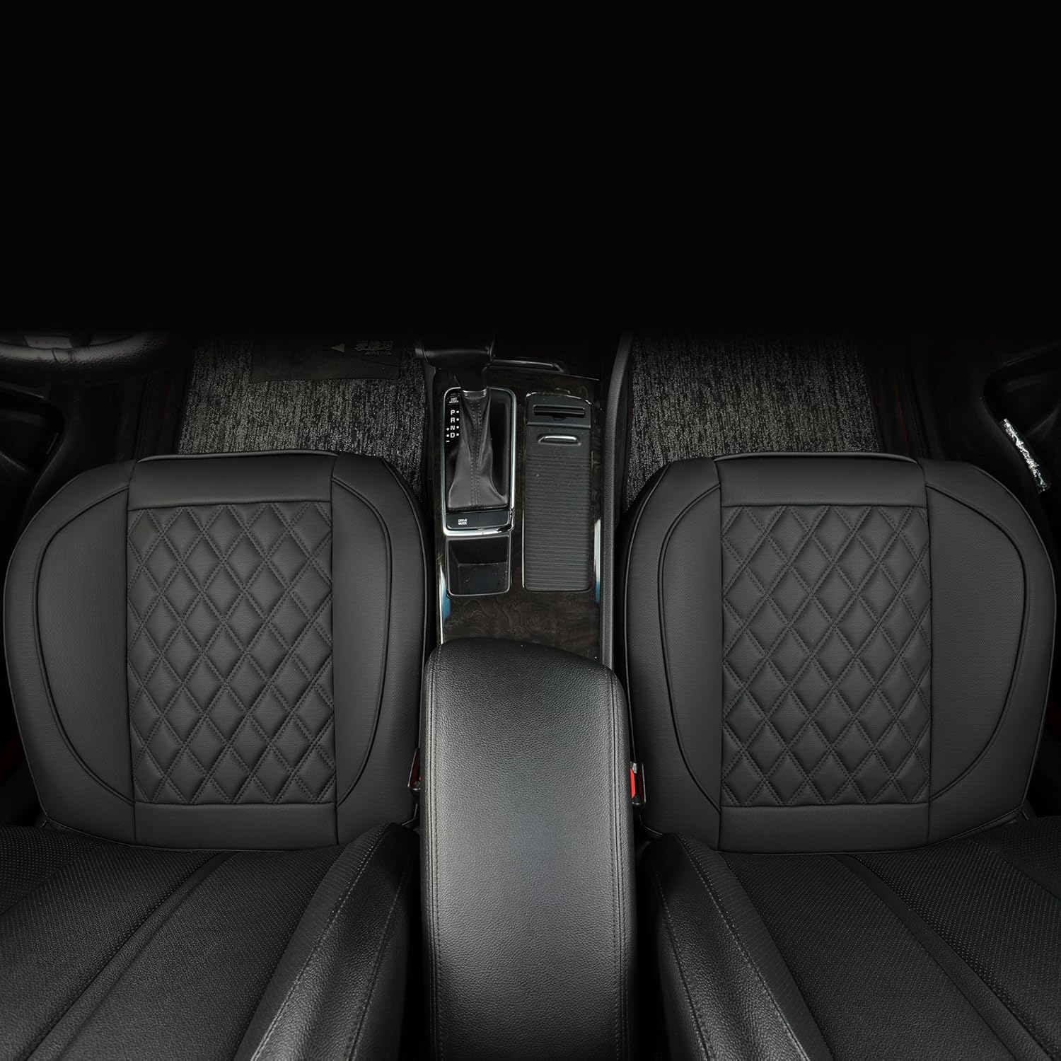 2 Pack Leather Front Car Seat Covers,Bottom Seat Covers for Cars,Driver Car Seat Cushion Cover,Luxury Seat Protectors,Waterproof,Full Wrap,for Most Vehicles,Sedan,Truck,SUV(Black)
