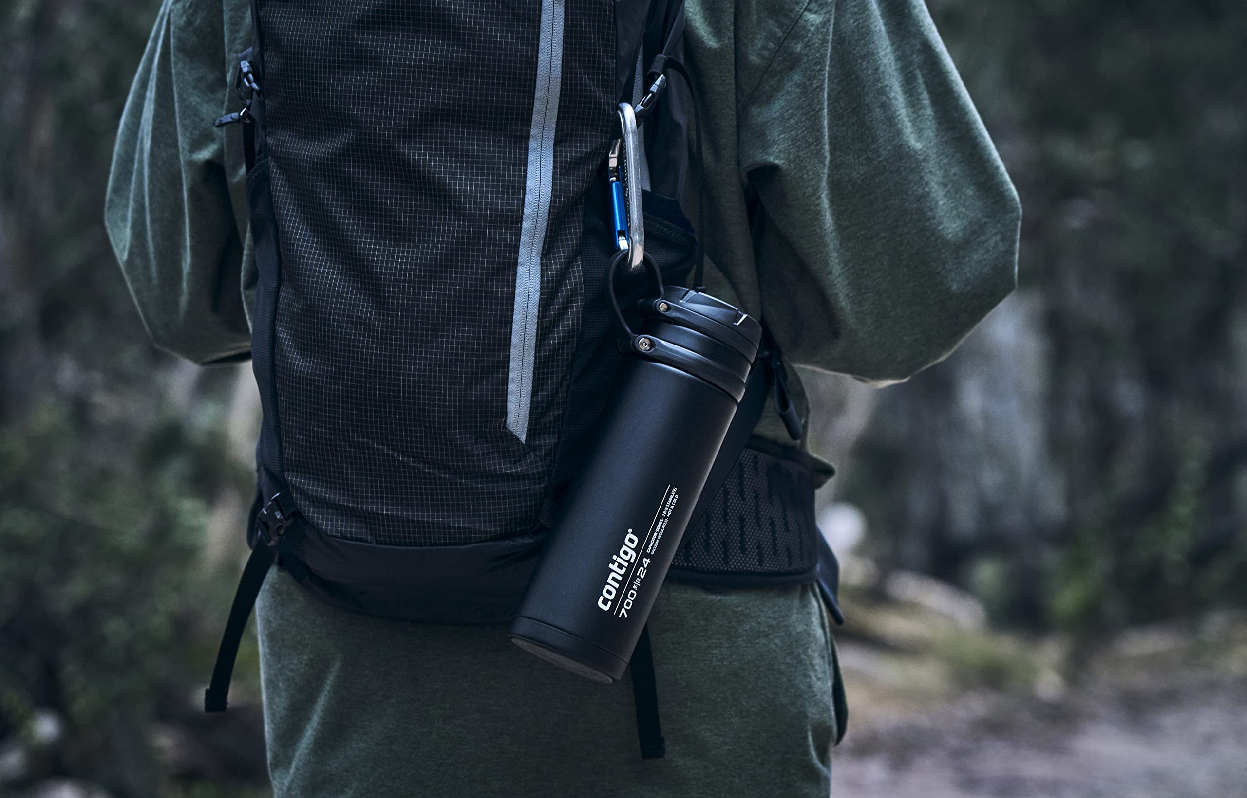 Contigo Fuse Edelstahl Trinkflasche, 100% auslaufsicher, große Wasserflasche mit breitem Schraubverschluss, hält Getränke bis zu 30 Stunden kalt, Premium Outdoor Thermoflasche, 700 ml