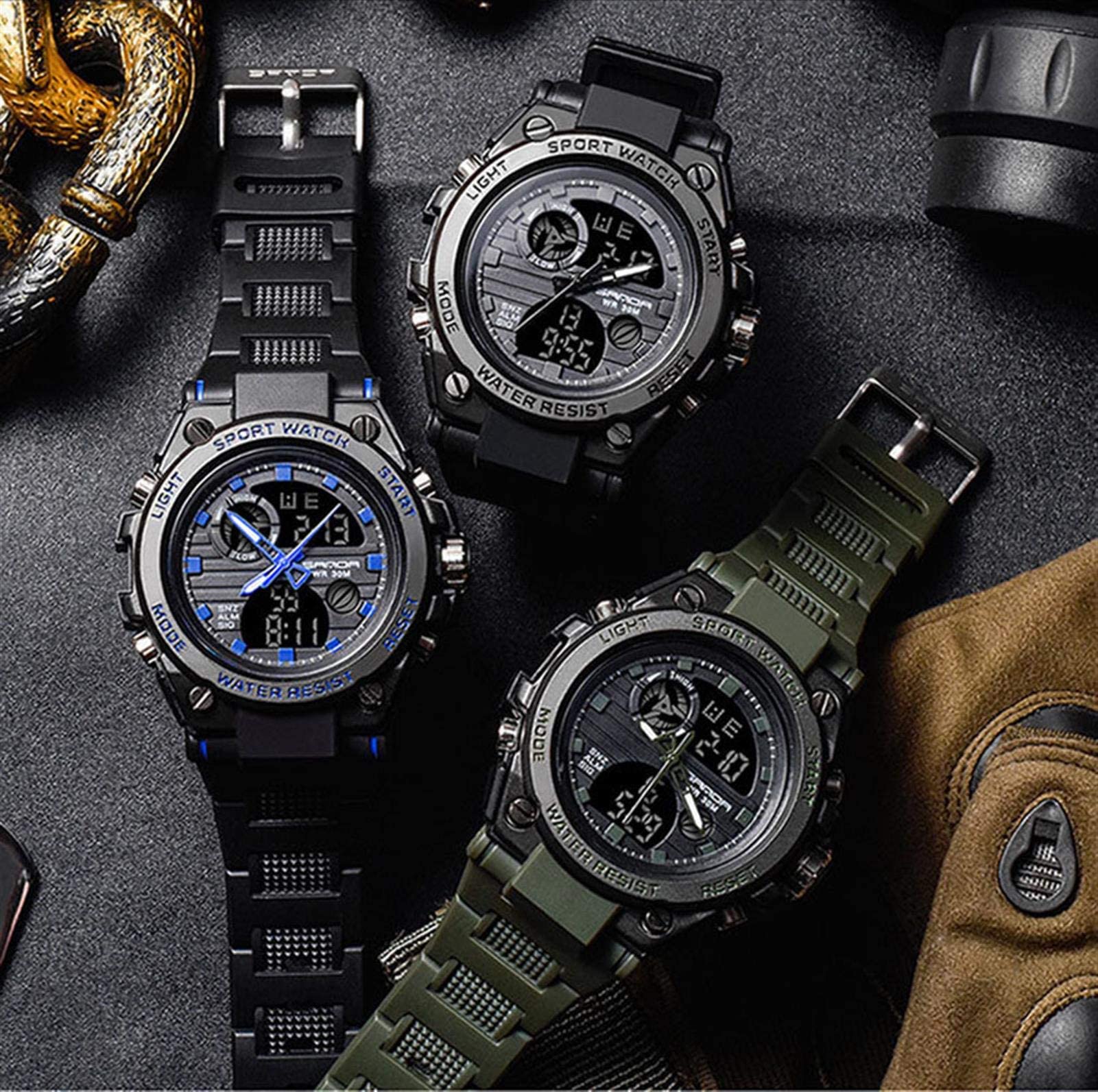Orologio Militare Uomo Impermeabile 50m + Sveglia e Cronometro + Orologio Uomo Luminosa LED + Display Data e Giorno