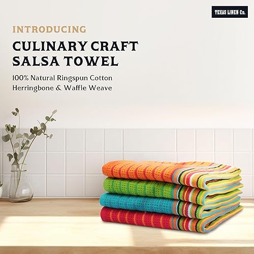 Miniatura 6 de TEXAS LINEN CO. Juego de 4 toallas de cocina de 100 % algodón, 16 x 28 pulgadas, multiusos, secado de cocina, restaurante, bar, limpieza, altamente