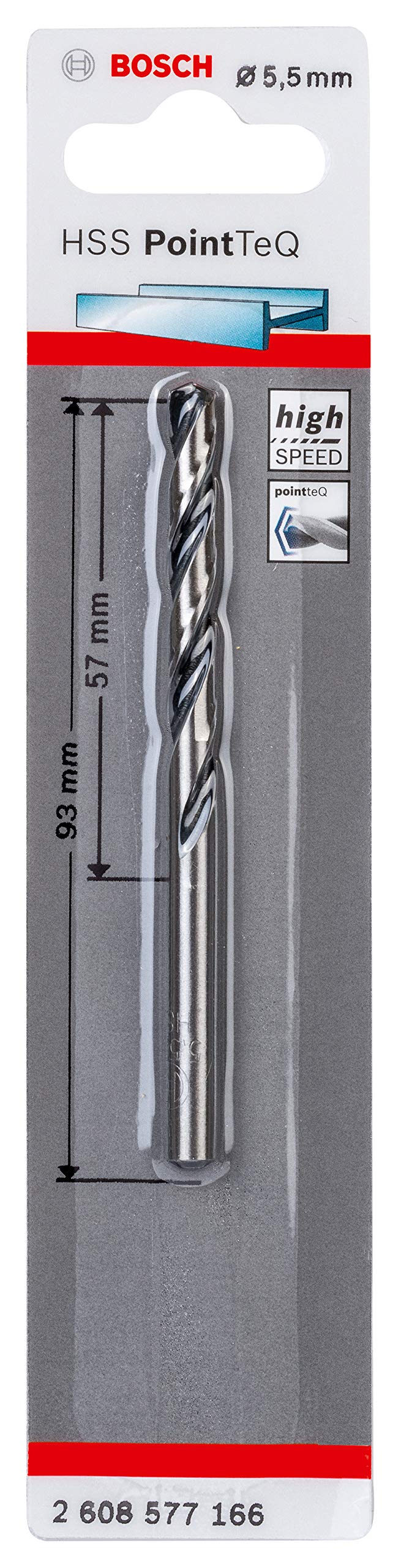 Bosch Accessories Professional PointTeQ HSS Twist Drill Bit (for Metal, 5.5 x 57 x 93 mm, Accessories for Drill Driver)