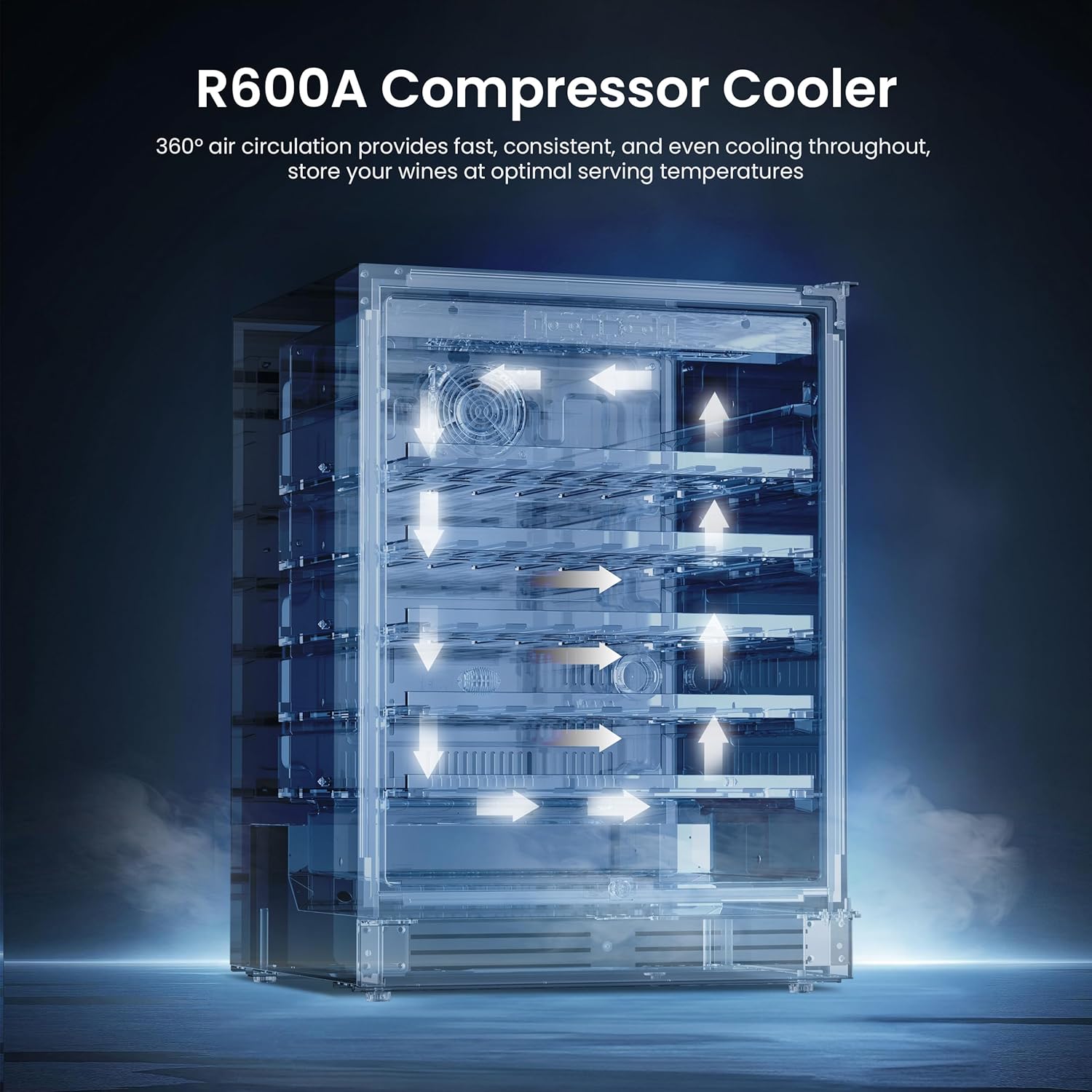 Yeego Wine Fridge 24 inch - 47 Bottles 40-65℉ Touch Control, Built-In/Under Counter/Freestanding Wine Cooler Refrigerator with Glass Door, Perfect for Bar, Home, Kitchen Cabinet, Office