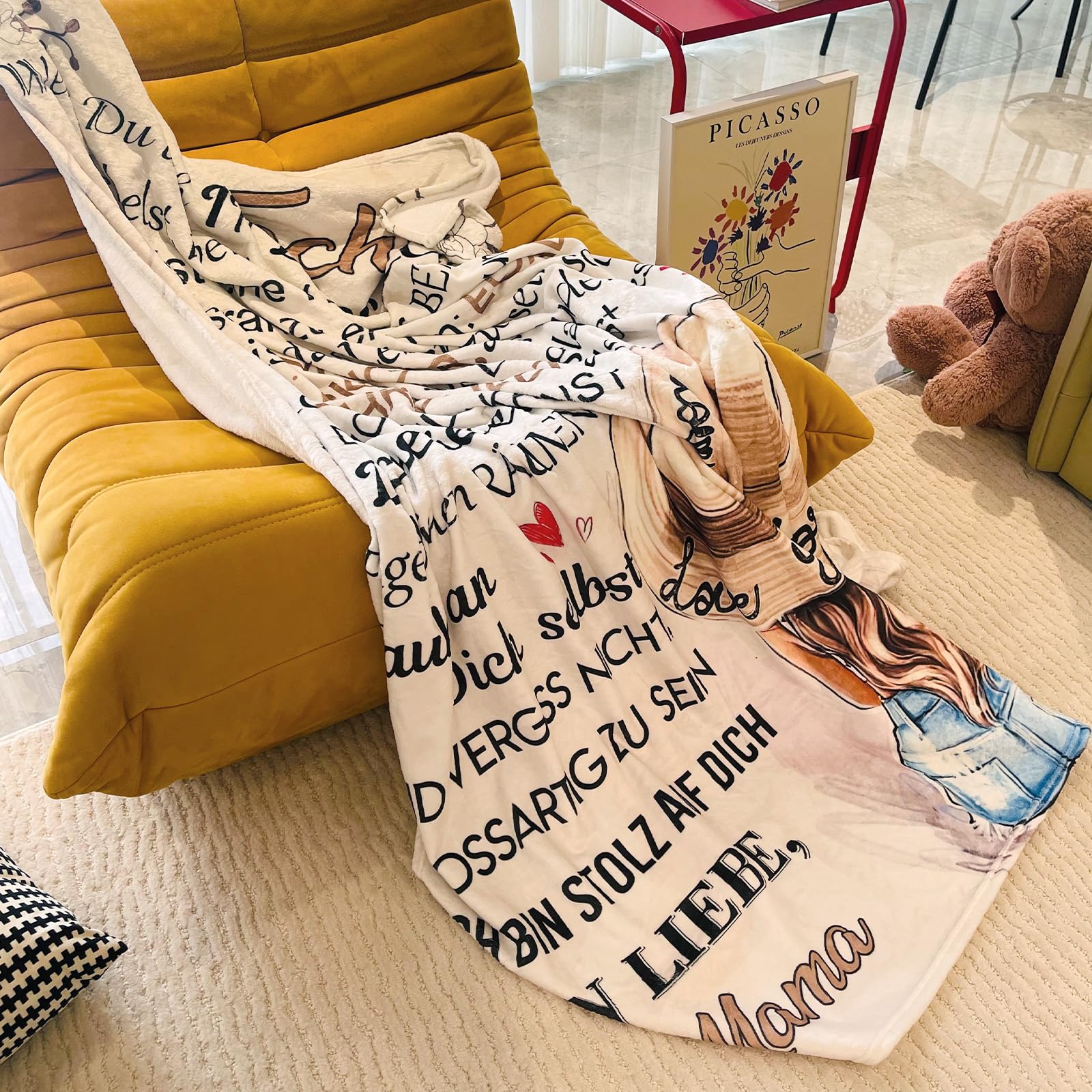 Kuscheldecke für Meine Tochter, Kuscheldecke für Tochter von Mama, Mutter Tochters Decke mit Spruch Deutsch, Flanelldecke, Brief Gedruckt Decken Geschenke für Weihnachten Geschenke zum Schulabschluss
