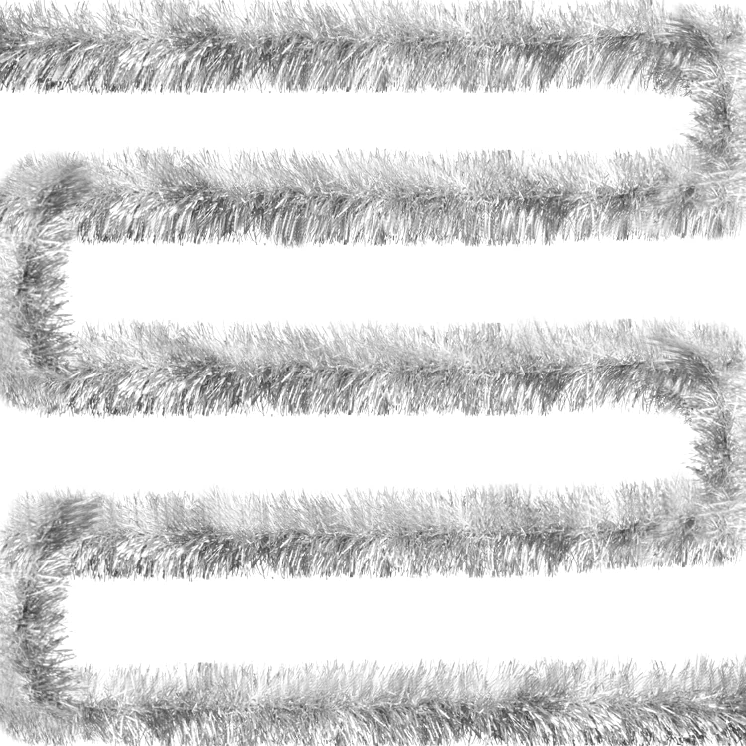 Jishi 50 FT Christmas Garland Silver Tinsel Garland