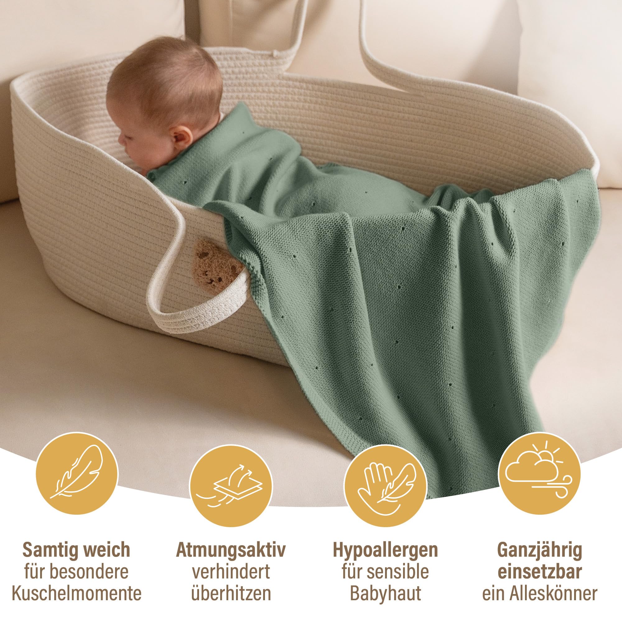 Merle Baby Blankets with Hole Pattern (Sage Green) - Image 4