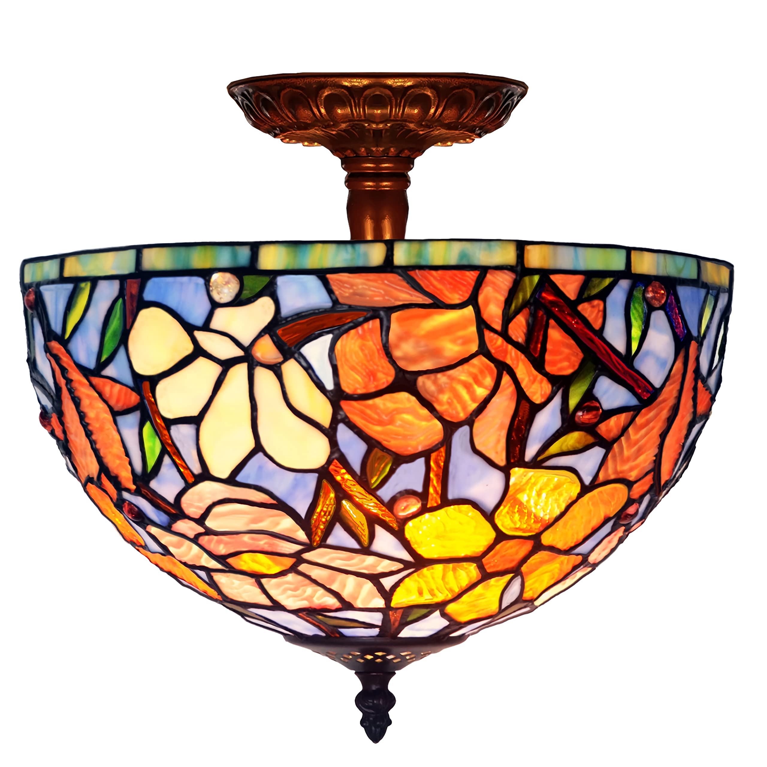 Plafonnier Tiffany 12 pouces semi-encastré pour chambre, cuisine et salon