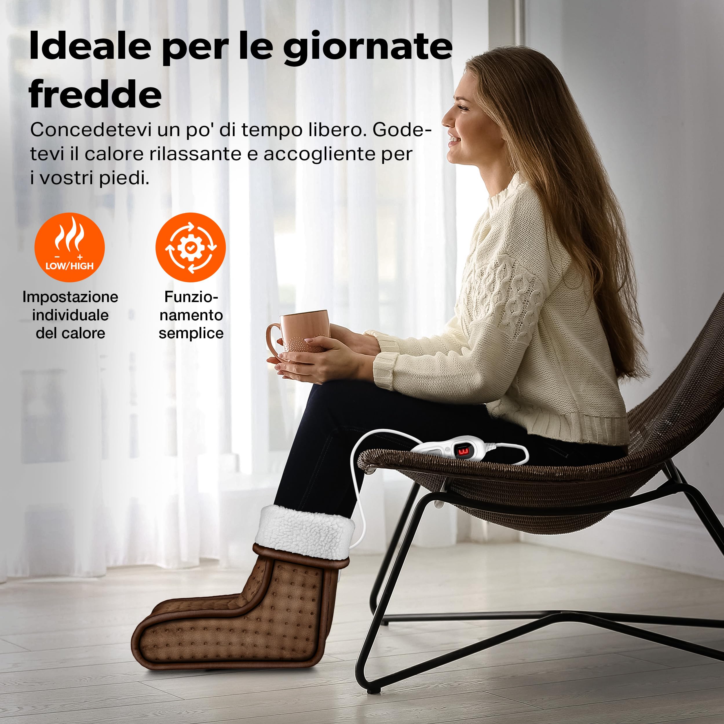 Scaldapiedi elettrico e termoforo 2 in 1, 40 x 40 cm, 6 livelli di riscaldamento con spegnimento automatico, 4 modalità timer | Leroy Merlin