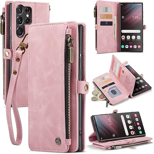 Defencase Funda para Samsung Galaxy S23 Ultra, para Samsung S23 Ultra Wallet para mujeres y hombres, funda de piel sintética de moda con correa disponible en Yaxa El Salvador