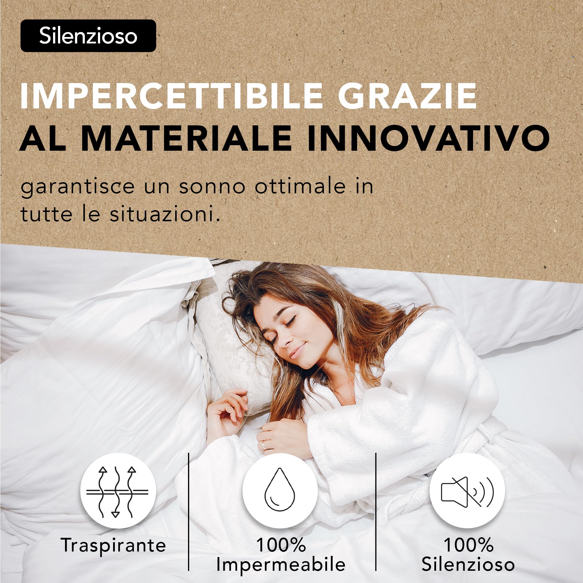 Coprimaterasso 150x200 cm | Impermeabile e Silenzioso | Forma Telo con Fascia 40 cm | Cotone Assorbente e Anallergico | Trattamento Antiacaro | OEKO-TEX | Ôhm