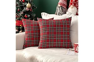 MIULEE Christmas Set of 2 Red Plaid Pillow Covers