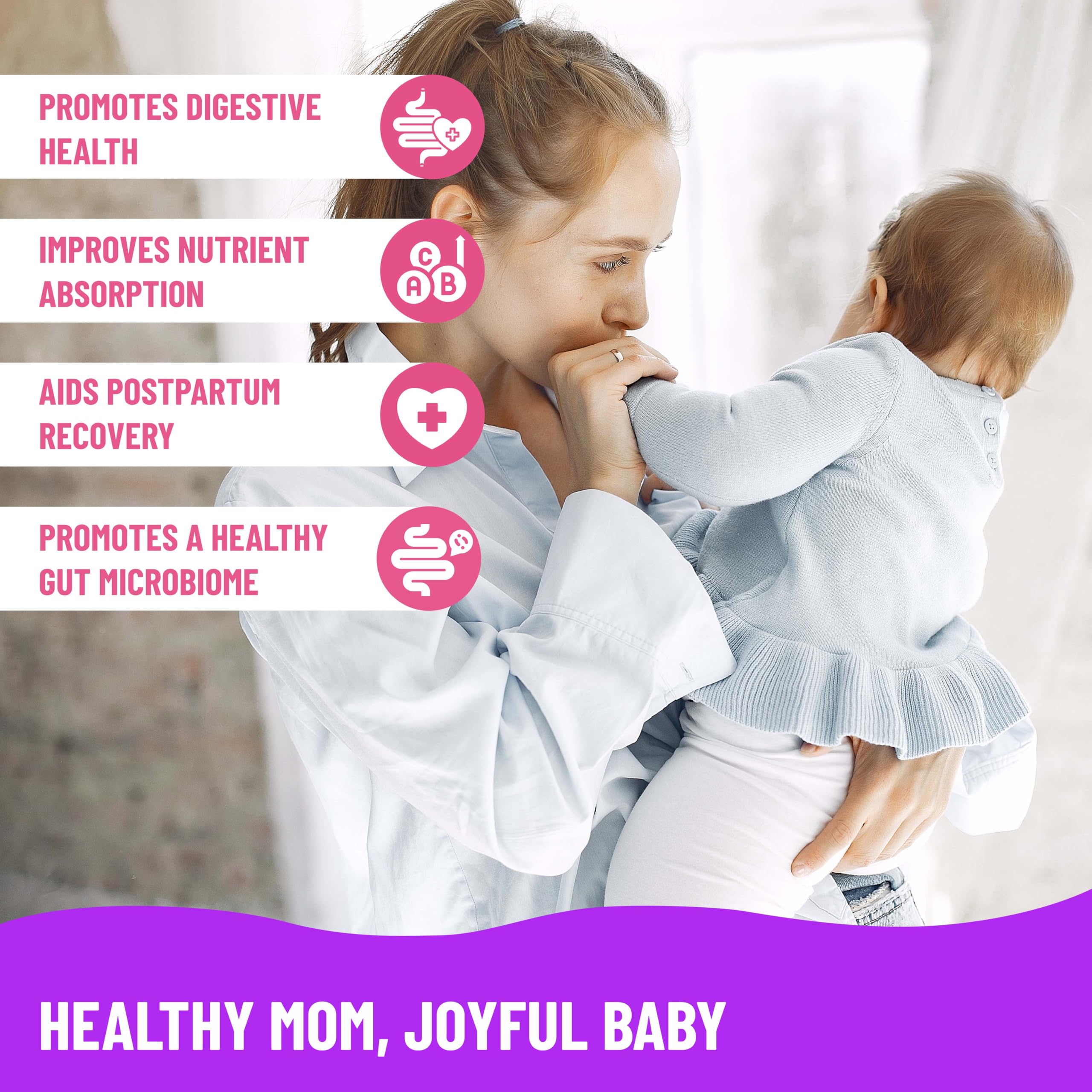 Mama's Select Probióticos prenatales para embarazadas: apoyo durante el embarazo, el posparto y el posparto. Favorecen la lactancia, la lactancia materna, la digestión y las náuseas matutinas.