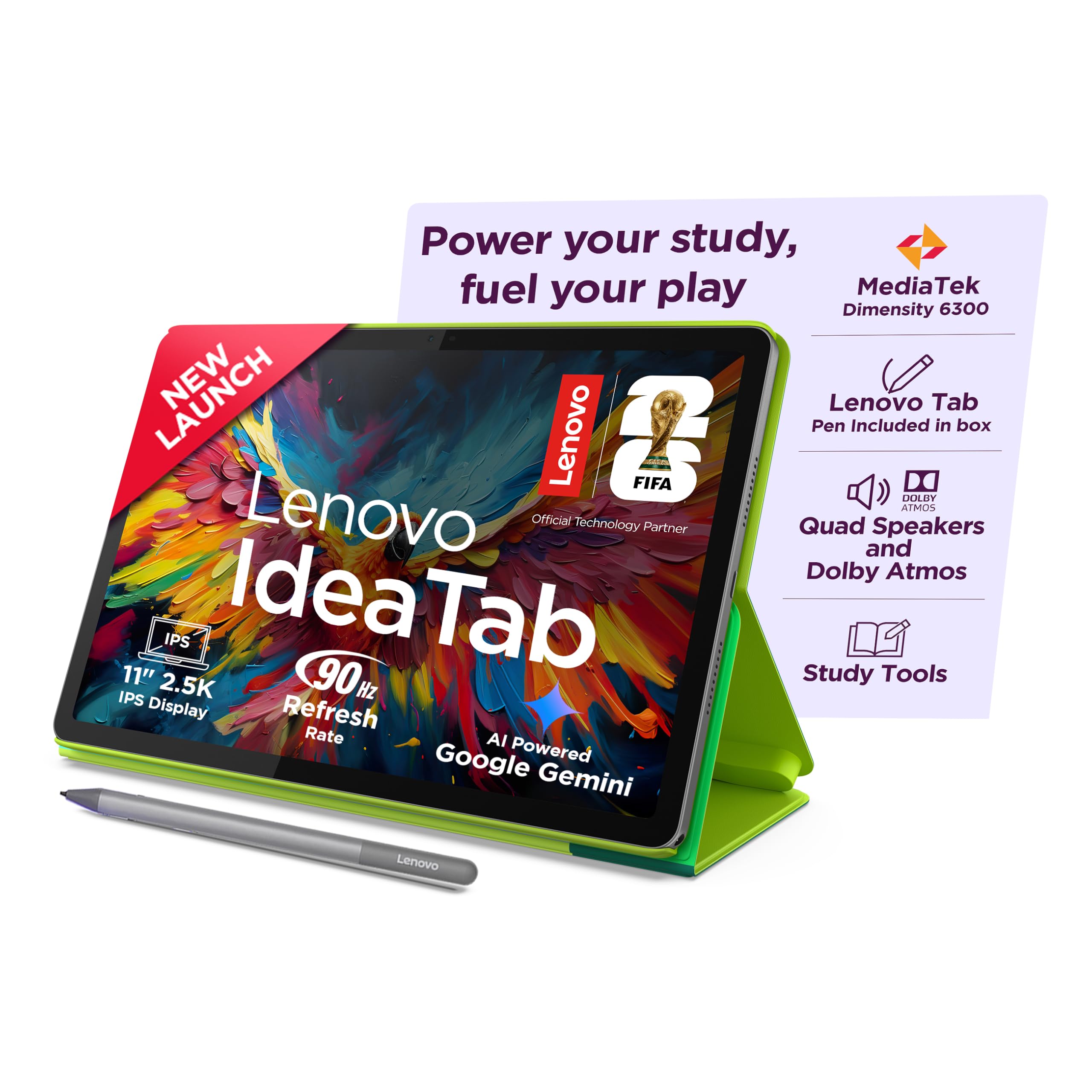 Lenovo Idea Tab FIFA World Cup 26 Edition with Tab Pen + Folio Case | WiFi +5G |11" 2.5K IPS Display |8GB RAM + 256GB ROM (Expandable Upto 2TB)| MediaTek Dimensity 6300|7040mAh|4 Speakers| Grey-image-16