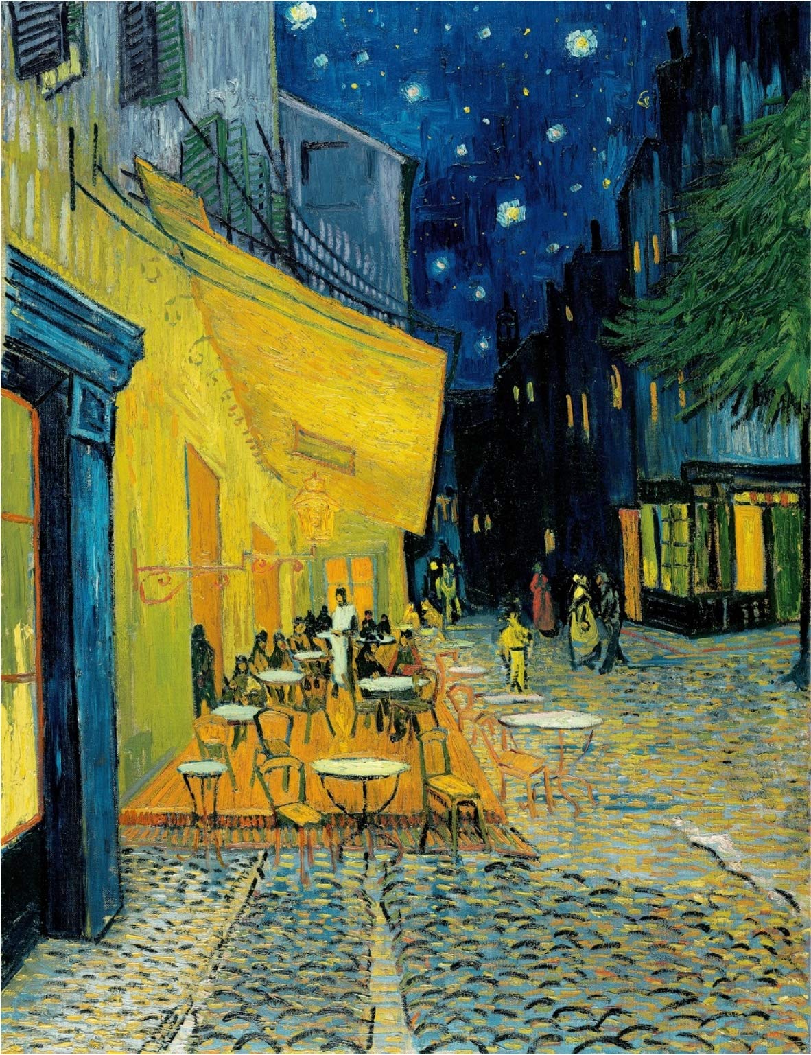 Decoratus� *Caf� Terrace at Night* (1888)- A Famous Painting by Van Gogh, Wall D�cor Frame. Canvas print stretched on Pinewood Frame. 14"x18".
