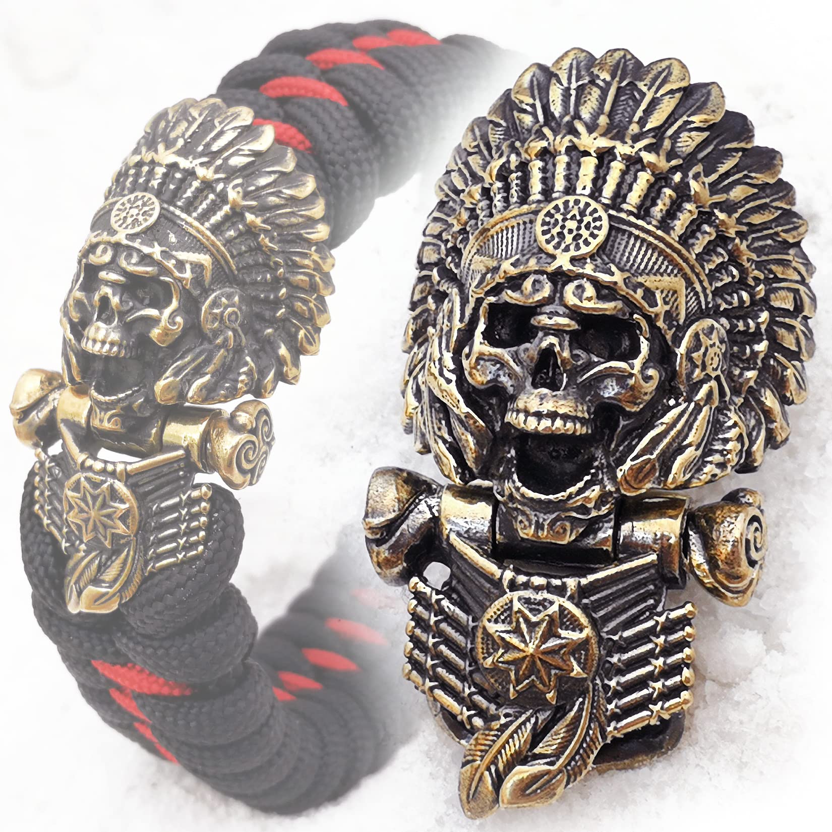 Buy CooB EDC Metal HandCasted Paracord Clasp Shackle Buckle Bead Skull