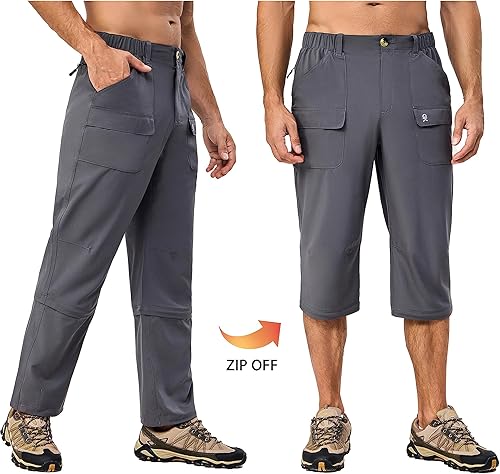 Miniatura 2 de Little Donkey Andy Pantalones elásticos convertibles para hombre, con cremallera, ligeros, de secado rápido, para senderismo, pesca, viajes