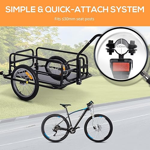 Miniatura 3 de Aosom Remolque de carga para bicicleta, remolque de bicicleta, carrito de bicicleta de alta resistencia, almacenamiento compacto plegable, con