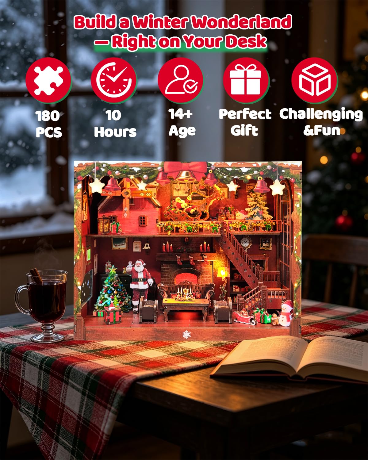 OZJAY Kit natalizio in miniatura, puzzle in legno 3D per adulti