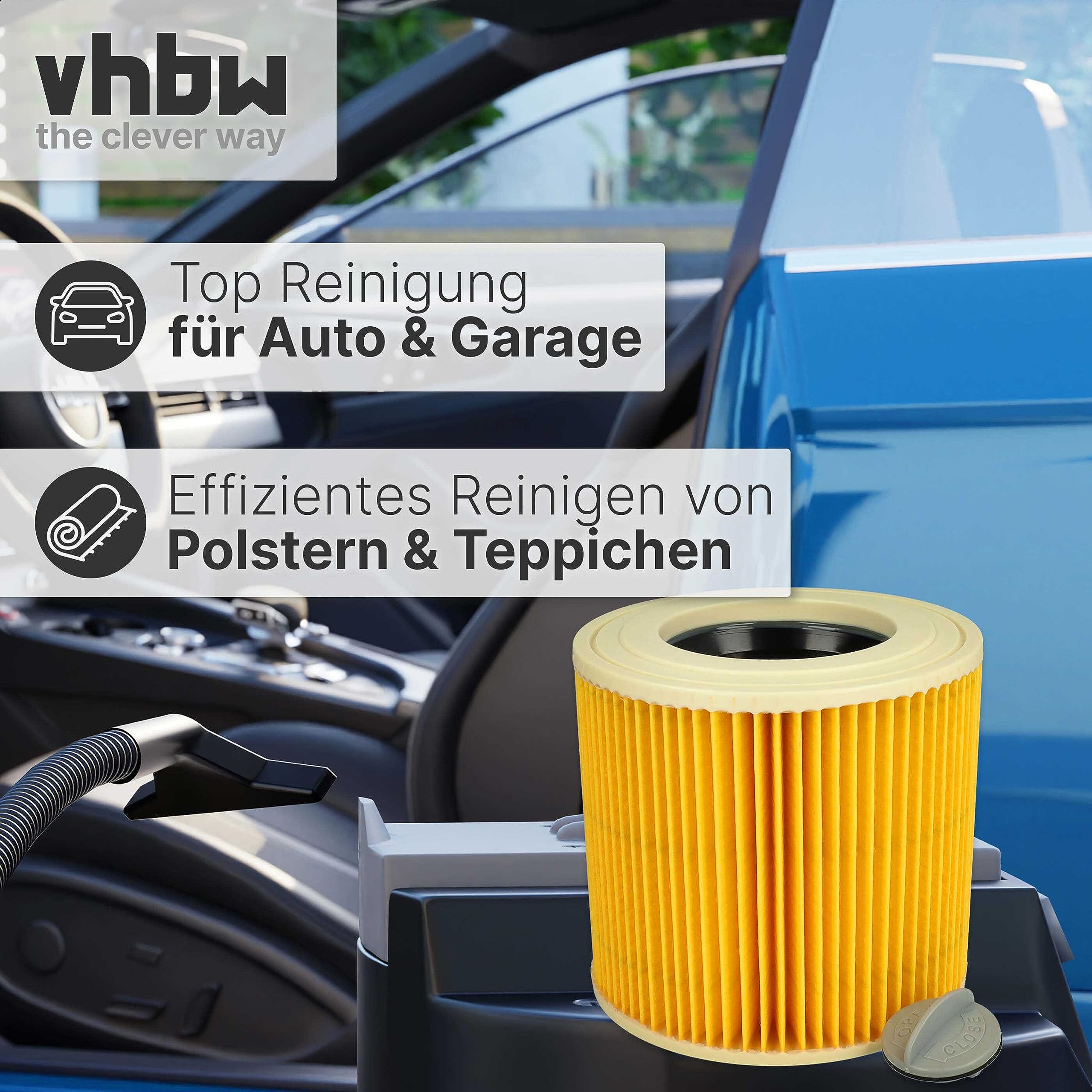 vhbw 10x Faltenfilter kompatibel mit Kärcher NT 27/1 ME Professional | NT 48/1 TE Professional Staubsauger - Patronenfilter Gelb
