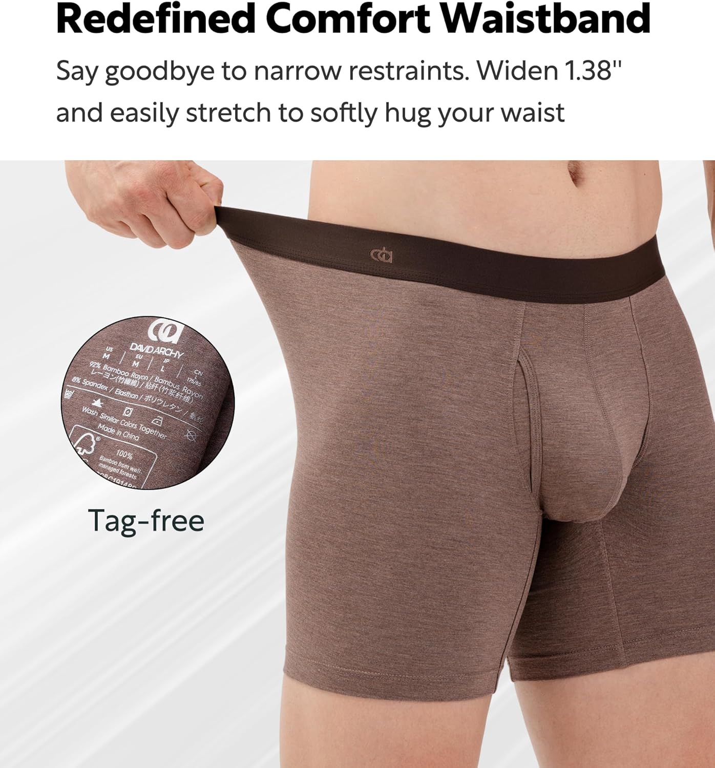 DAVID ARCHY Mens Boxer Briefs Rayon Made From Bamboo Breathable Soft Underwear Support Pouch Underwear for Men 4 Pack - Image 2