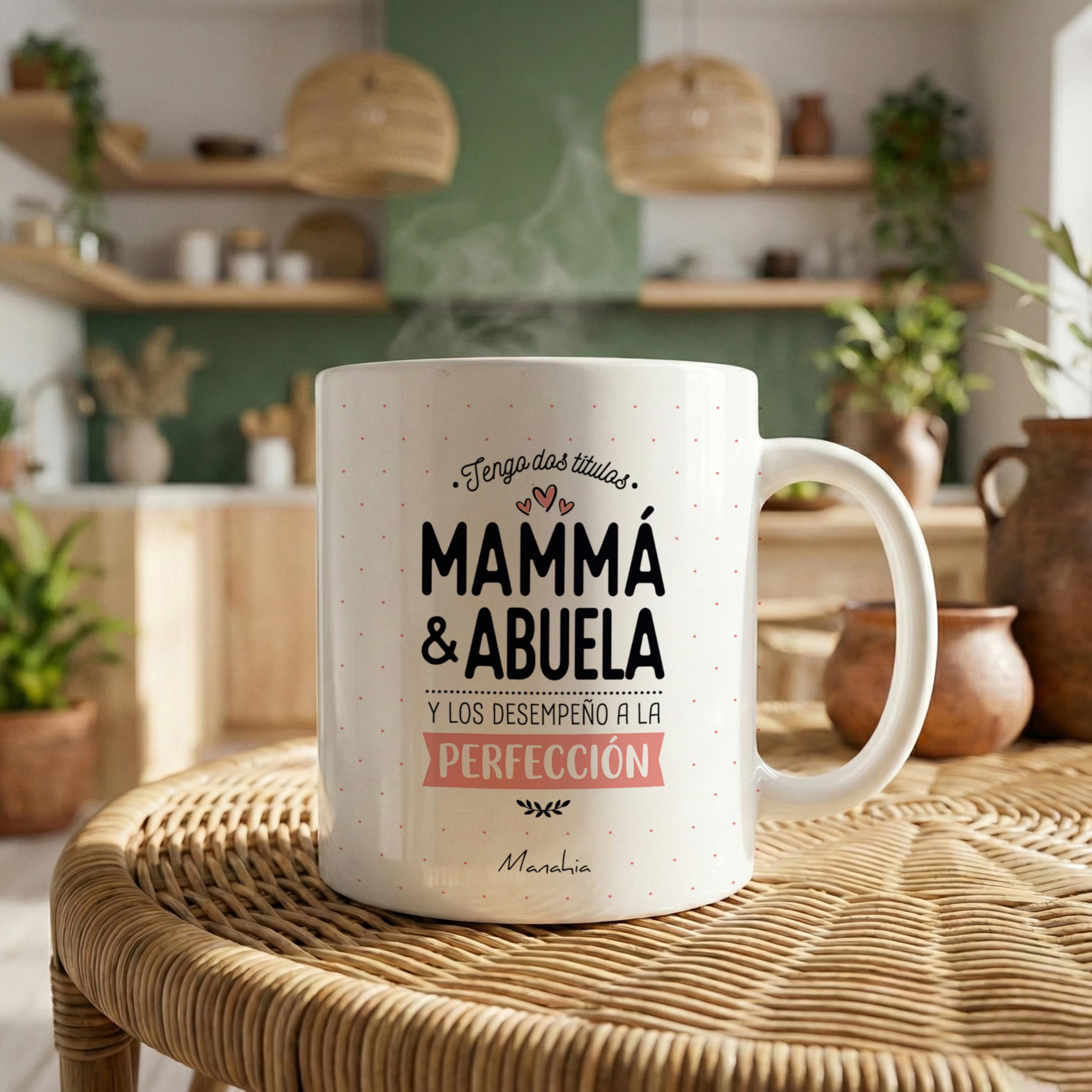 Manahia - Taza Mamá Abuela, desempeño ambos titulos a la perfección | Detalle Original Emotivo Navidad, Día de la Madre, de los Abuelos, Futura Abuela | Idea Sorpresa Anuncio Embarazo | Con Caja Kraft — view 8