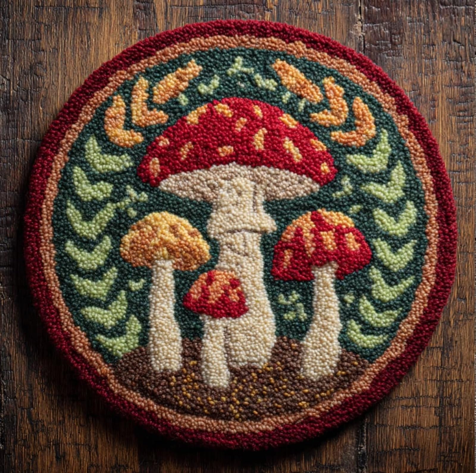 WallustrioaW Latch Hook Rug Kits,DIY Latch Hook Rug,Dreamy Mushrooms,Home Carpet Floor mats Making Canvas Kits,Embroidery Needlework DIY Crafts,50x50cm