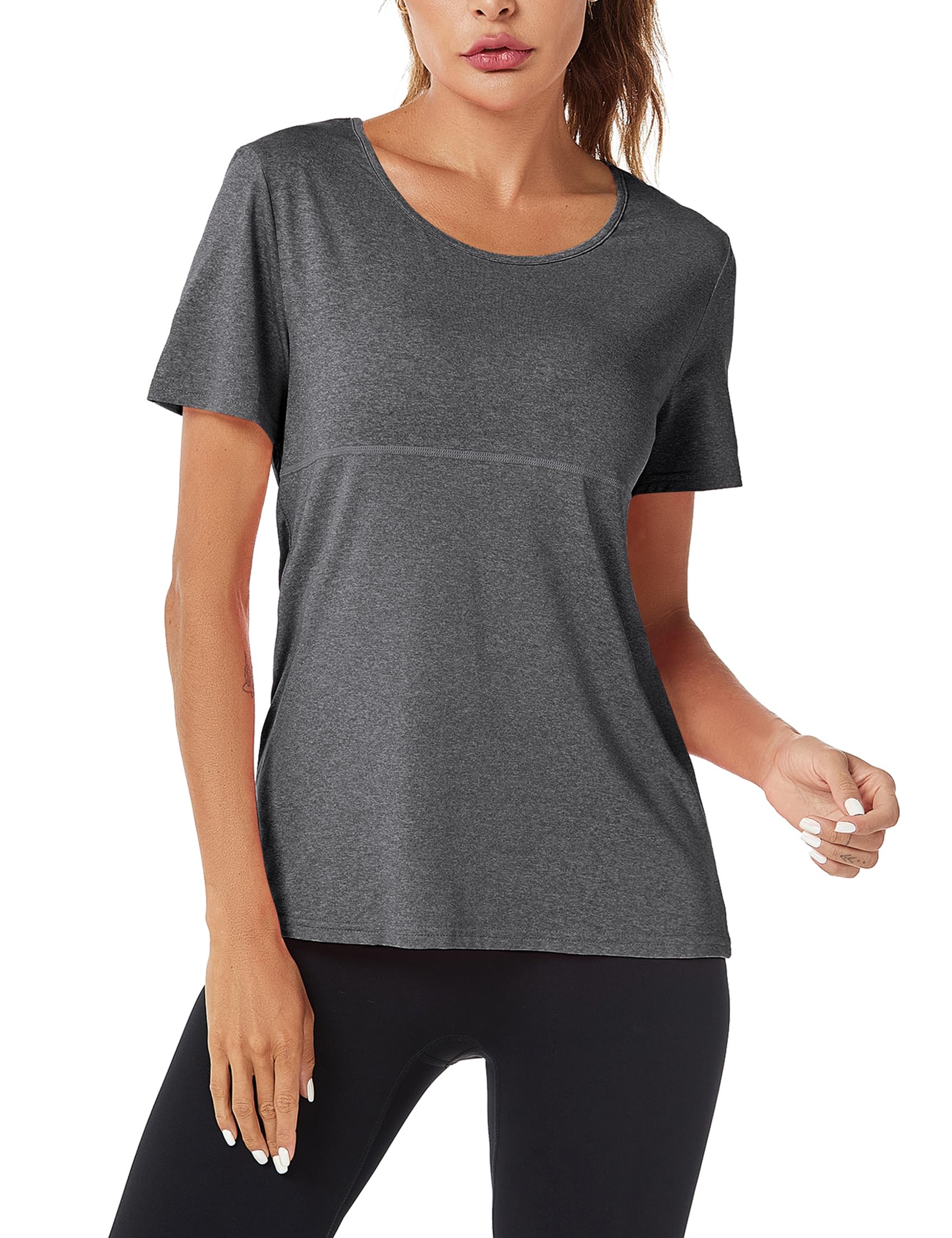 Sykooria Camiseta Deportiva Mujer Manga Corta Camisetas Básicas Mujer Verano Secado Rápido Camiseta Holgada Informal para Yoga Entrenamiento Atlético