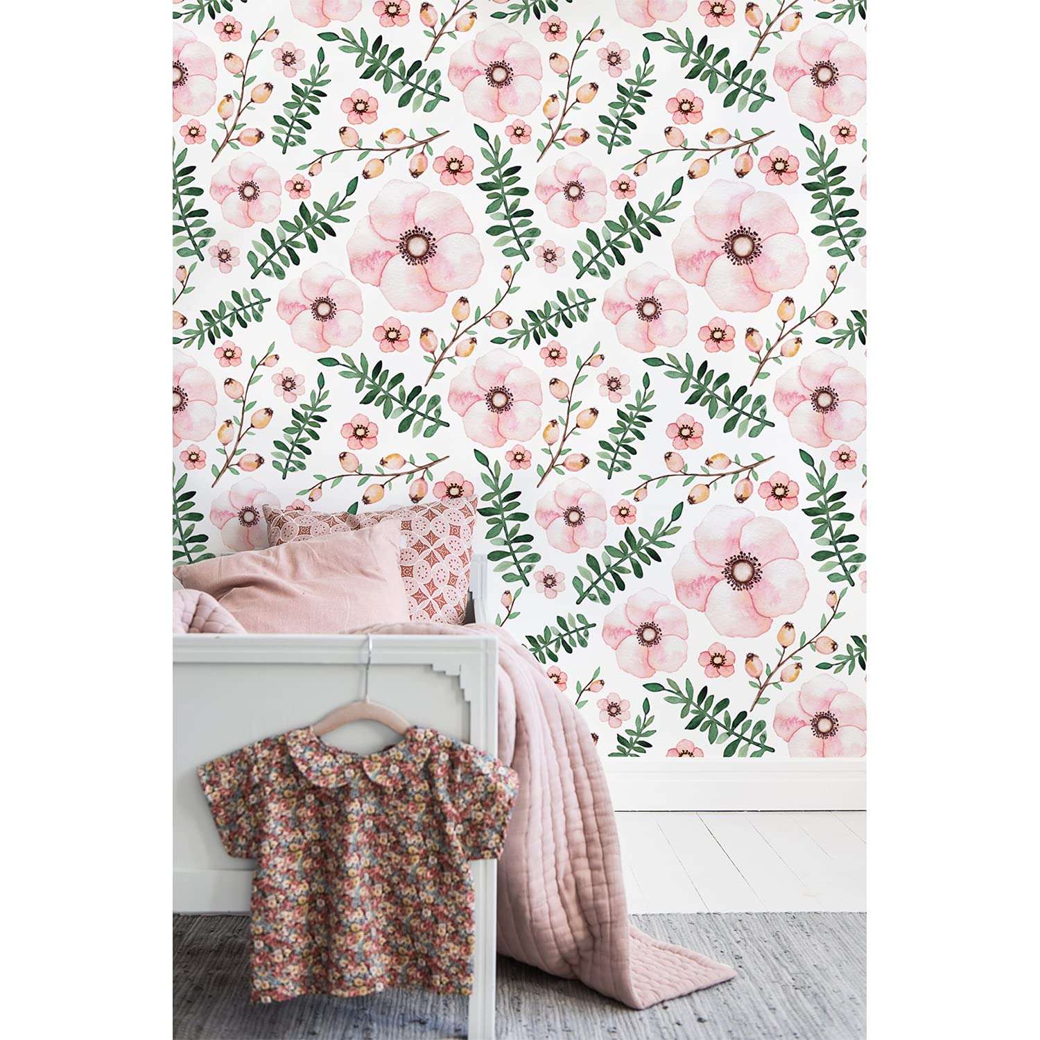 Papier peint fleurs girly pour chambre et salon chic 104x70