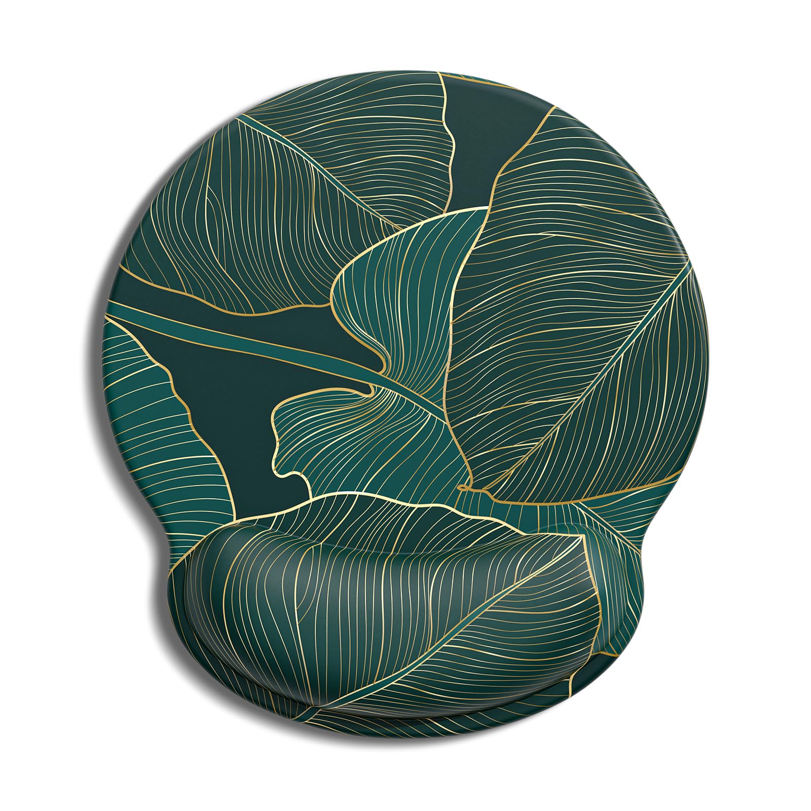 Auhoahsil Ergonomic Mouse Pad with Wrist Rest, Comfortable Silicone Non-Slip Computer Pain Relief Gel Mouse Mat with Wrist Support for Gaming, Work, Office, Women & Men, Cute Pattern, Monstera Leaves