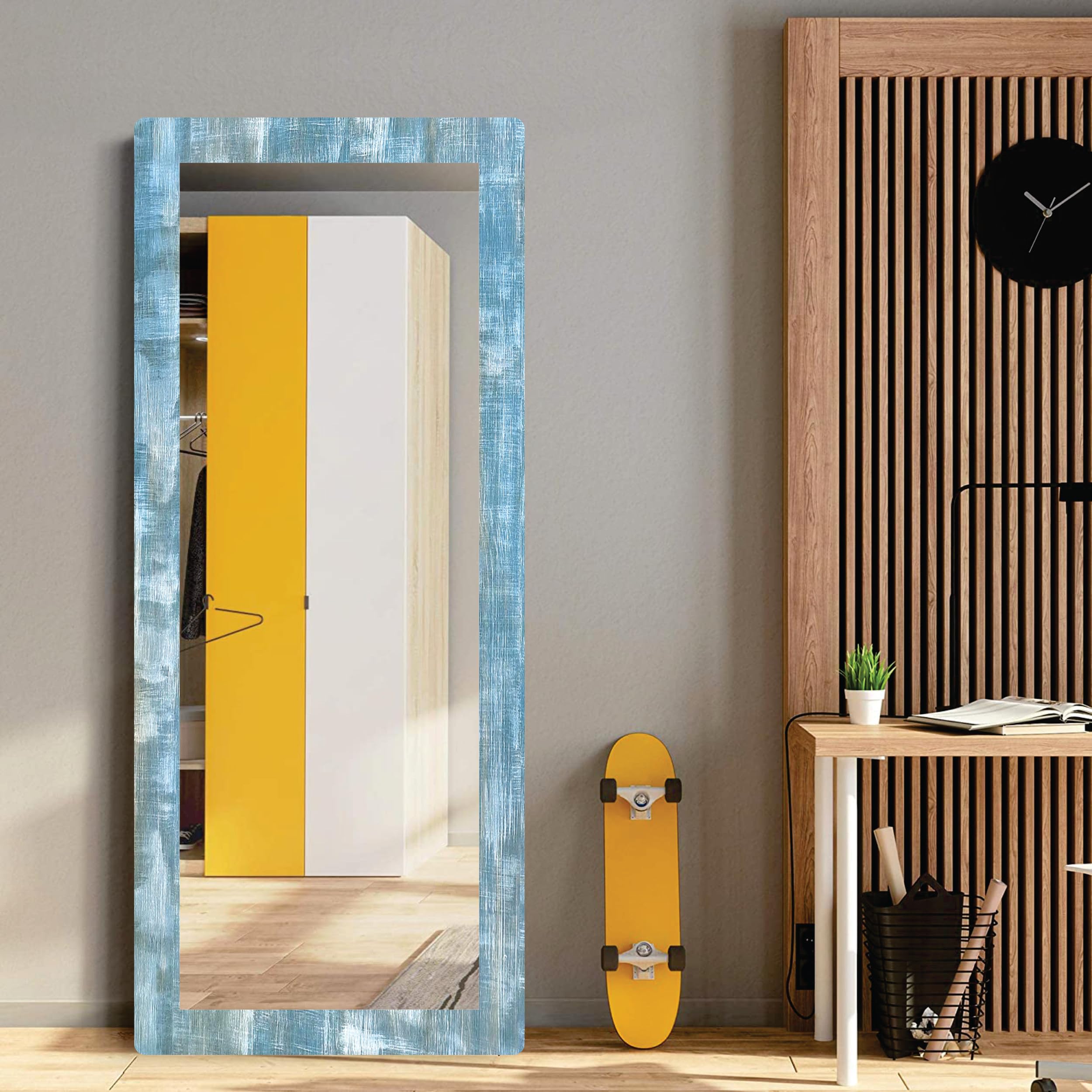 HD Wall Mirror - 15x39 Inch - Black Frame -16