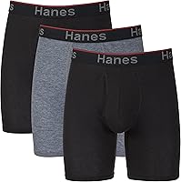 Hanes Men's Total Support Pouch Boxer Briefs 3-Pack: Anti-Chafe, Moisture-Wicking, No-Ride-Up Comfort for All-Day Support