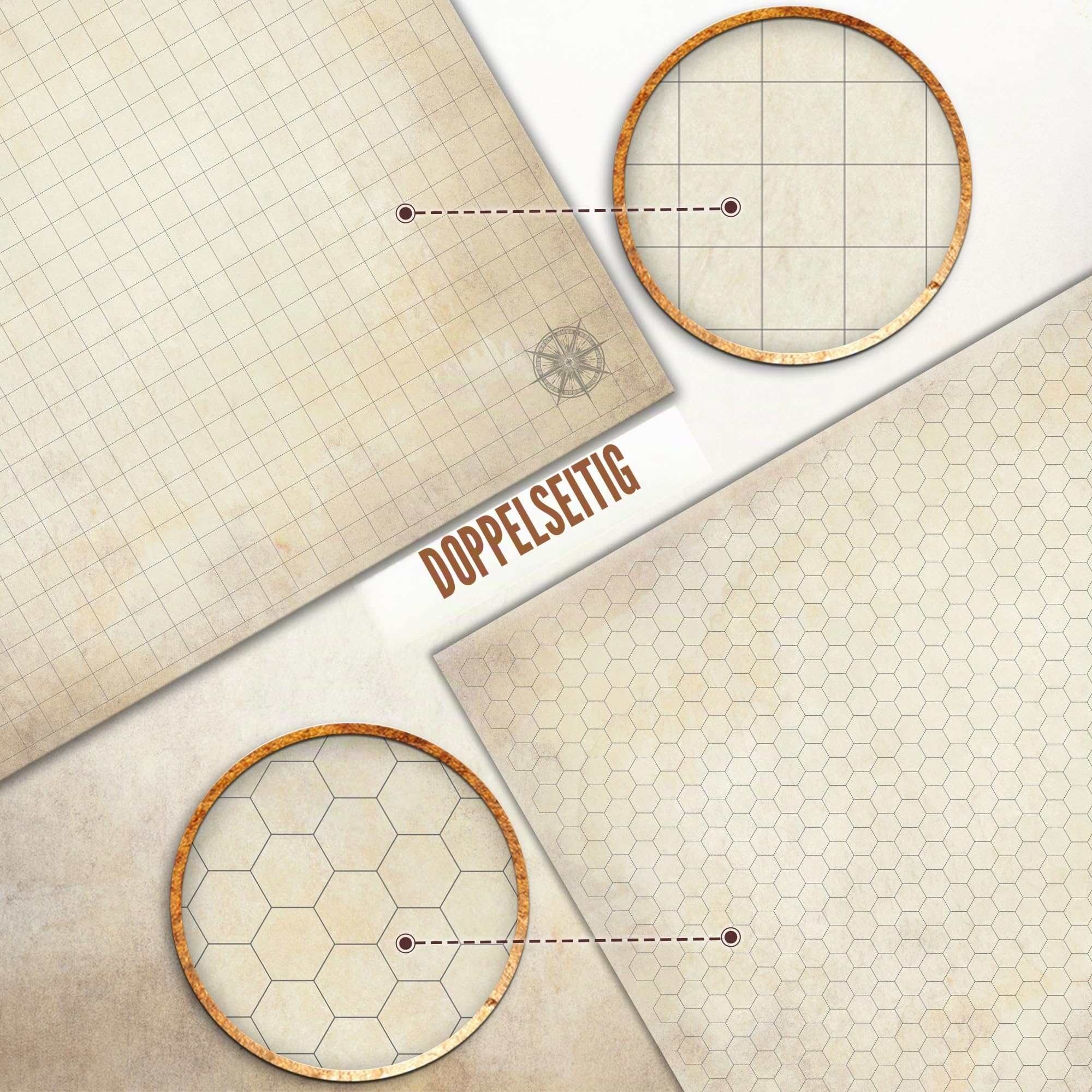 The Original Battle Grid Game Mat - 70cm x 60cm - Dungeons and Dragons - Dry Erase Square & Hex Grids - RPG Miniatures Map - DnD 5th Edition Table Top Dice Set - Wizard of the Coast Starter & Master