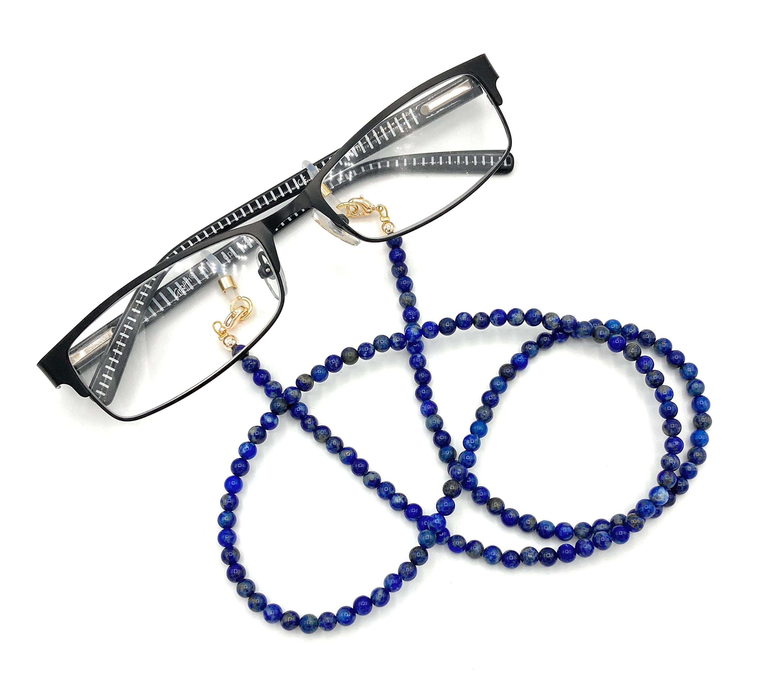 Kette, Brillenkette, Brillenband, Brillenschmuck, Kette für Lesebrille, Brillenkordel, Brille, Brillenhalter, Schlangenkette Natürliche Edelstein Perlen, handmade, Lapis Lazuli, blau