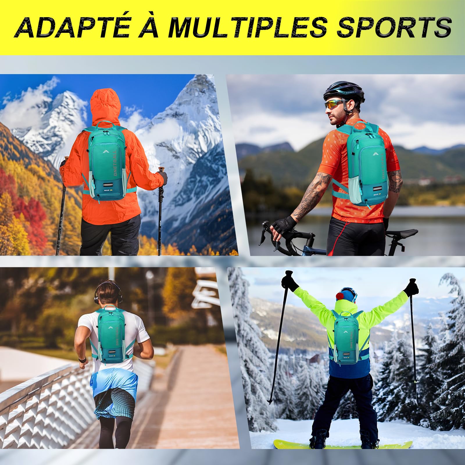LOCAL LION Sac à Dos de Vélo 10L Sac Vtt Homme Femme Sacs à Dos de Ski pour Cyclisme Randonnée Voyage Sport Course Bicyclette Camping Ultraléger Respirable