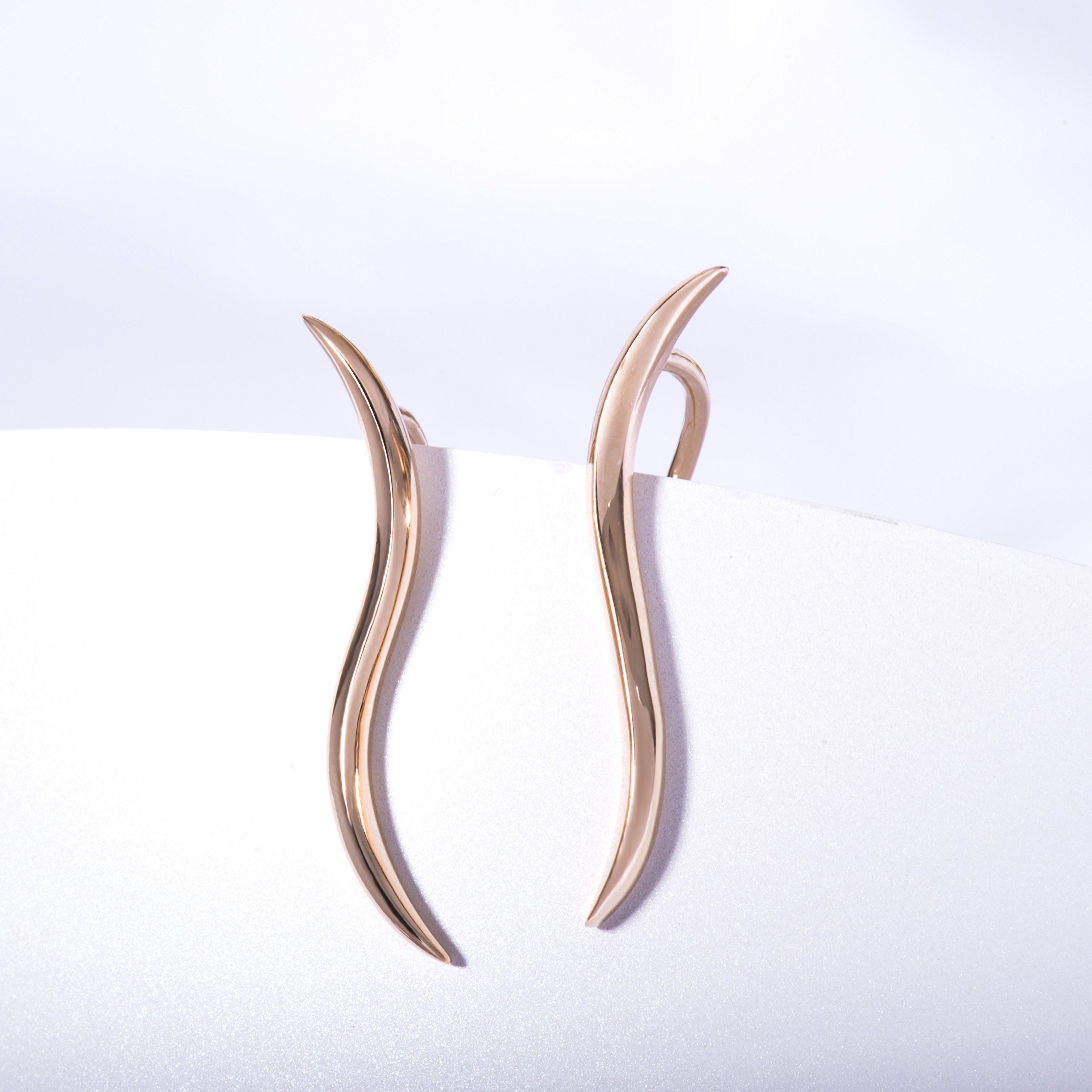 S.Leaf Pendientes de plata de ley con diseño de oruga y trepador de hojas mínimas (rosa)