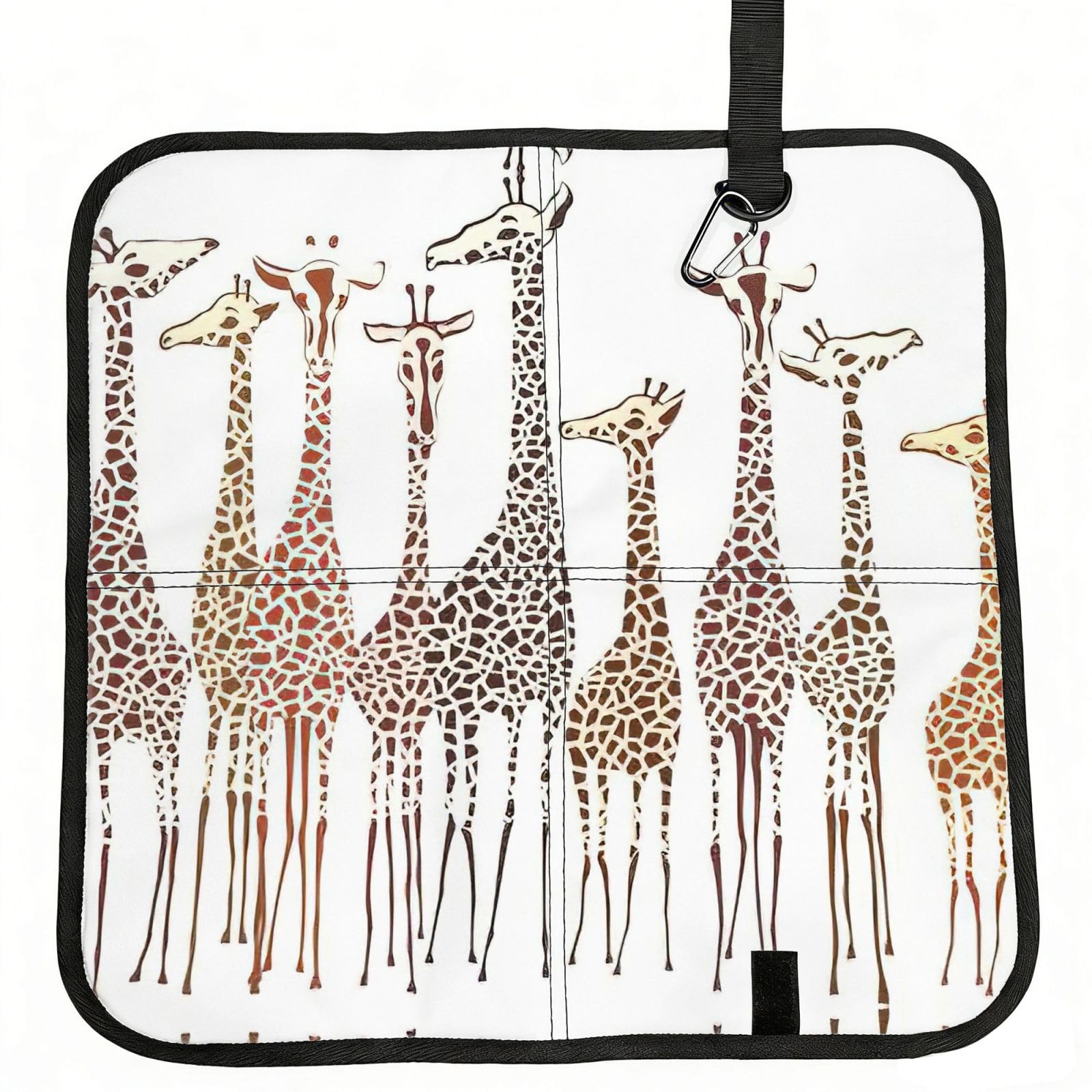 OKFSTY Cute Cartoon Funny Giraffes Print Fold Away Seat Cushion Portable Outdoor Pad Polyester Bleacher Bench Mat Travel Picnic Pad