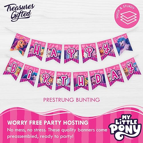 Miniatura 4 de Treasures Gifted Suministros para fiesta de cumpleaños con licencia oficial de My Little Pony, juego de 3 carteles de cumpleaños de My Little Pony,