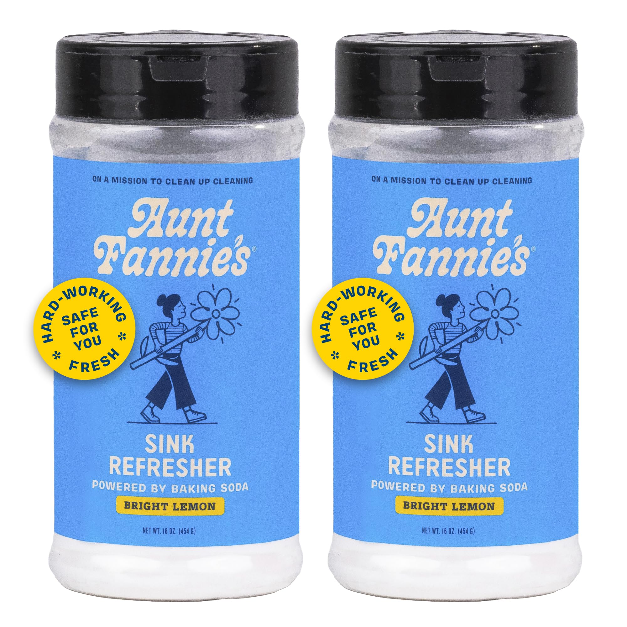 Aunt Fannie's Sink Refresher, Bright Lemon Powder Scrub and Odor Minimizer for Sinks, Drains and Garbage Disposals, 16 Ounces (Pack of 2)