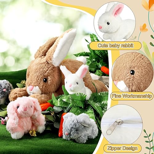 Miniatura 3 de Syhood El juego de 5 piezas de animales de peluche de cebra incluye 1 muñeca grande de peluche con 4 lindas cebras de peluche esponjosas en el