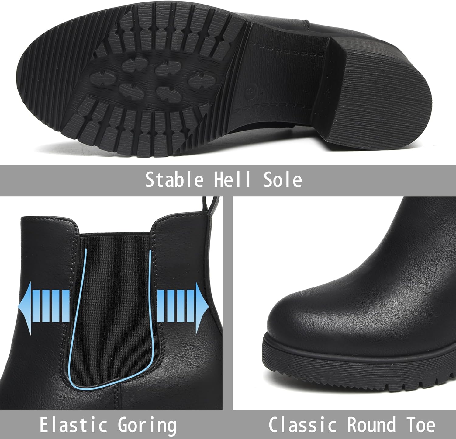 TYNDALL Women's Low Heel Platform Chunky Heel Ankle Boots Booties for Women