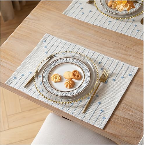 Miniatura 9 de Juego de 6 manteles individuales para decoración de mesa de comedor, manteles individuales de tela tejida para mesa de cocina de granja, hechos a